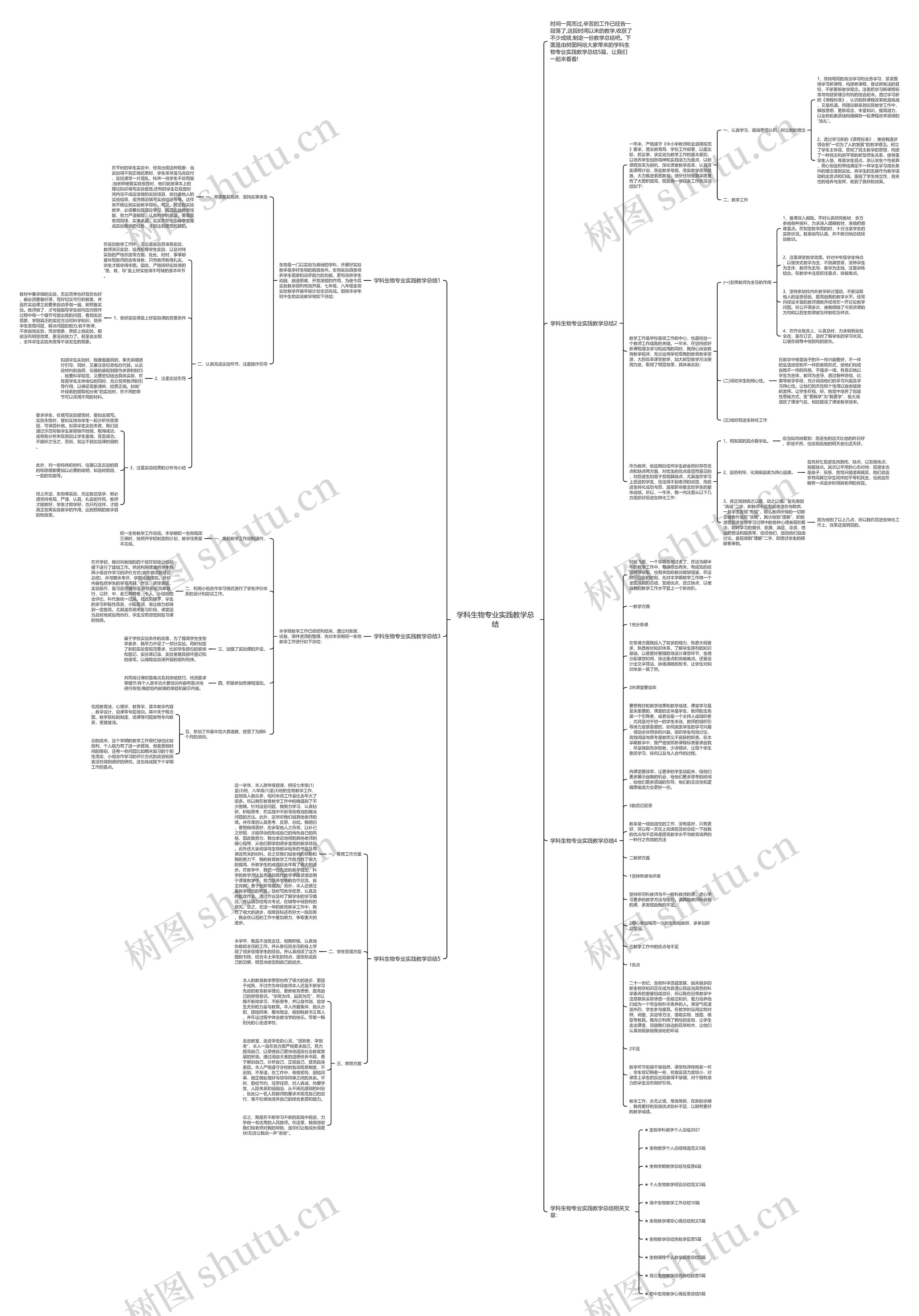 学科生物专业实践教学总结思维导图