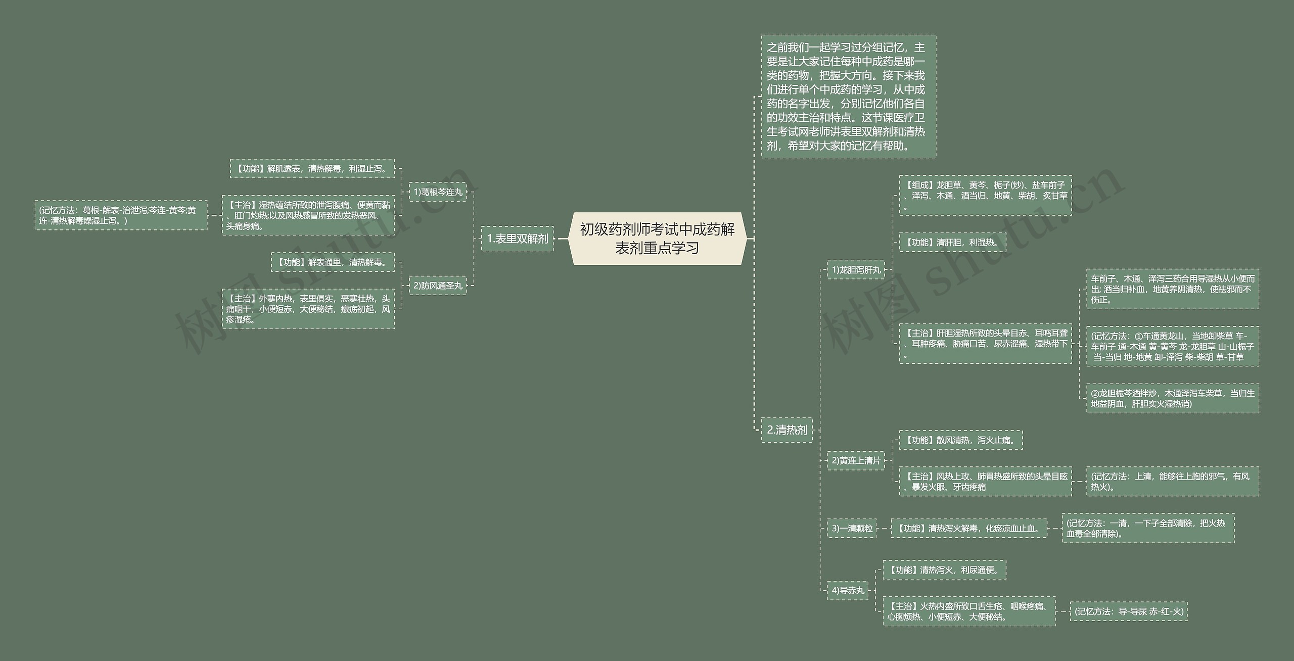 初级药剂师考试中成药解表剂重点学习思维导图
