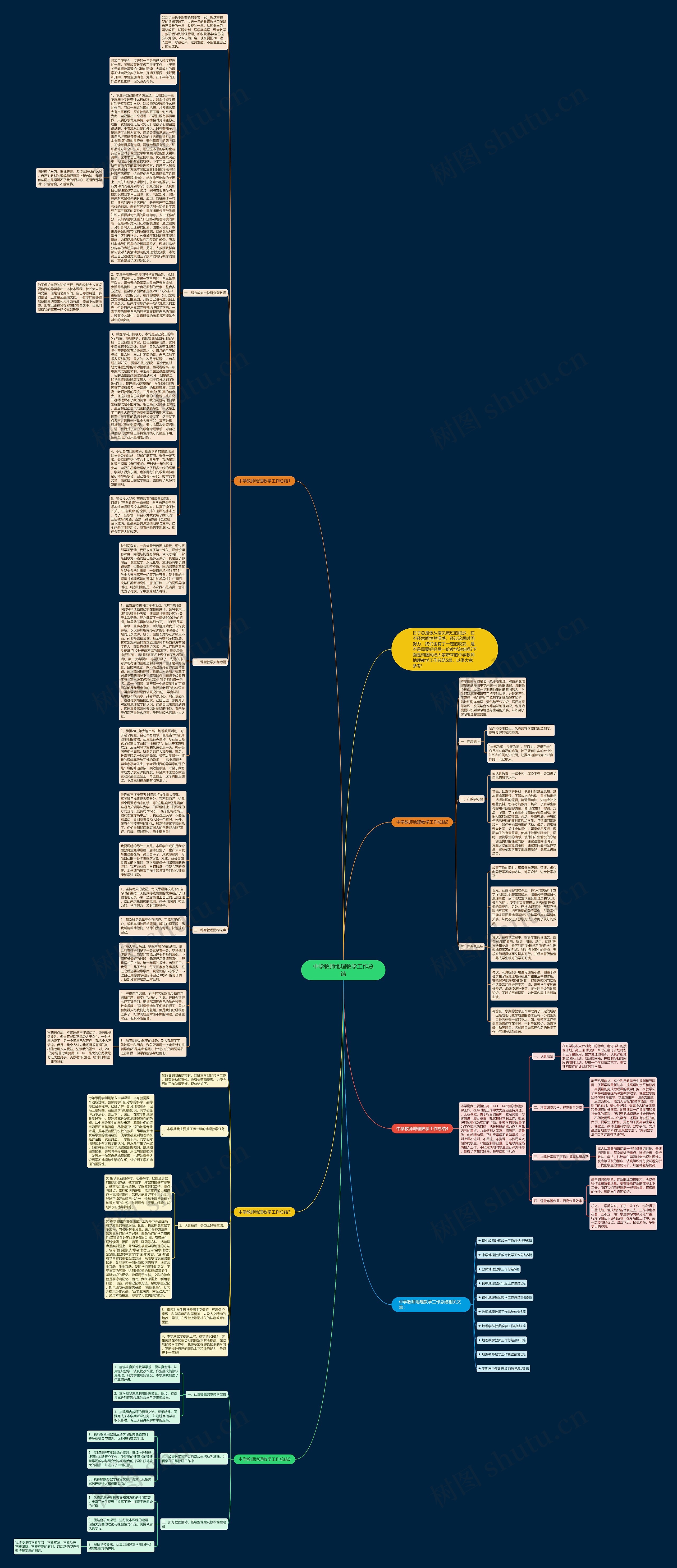 中学教师地理教学工作总结思维导图