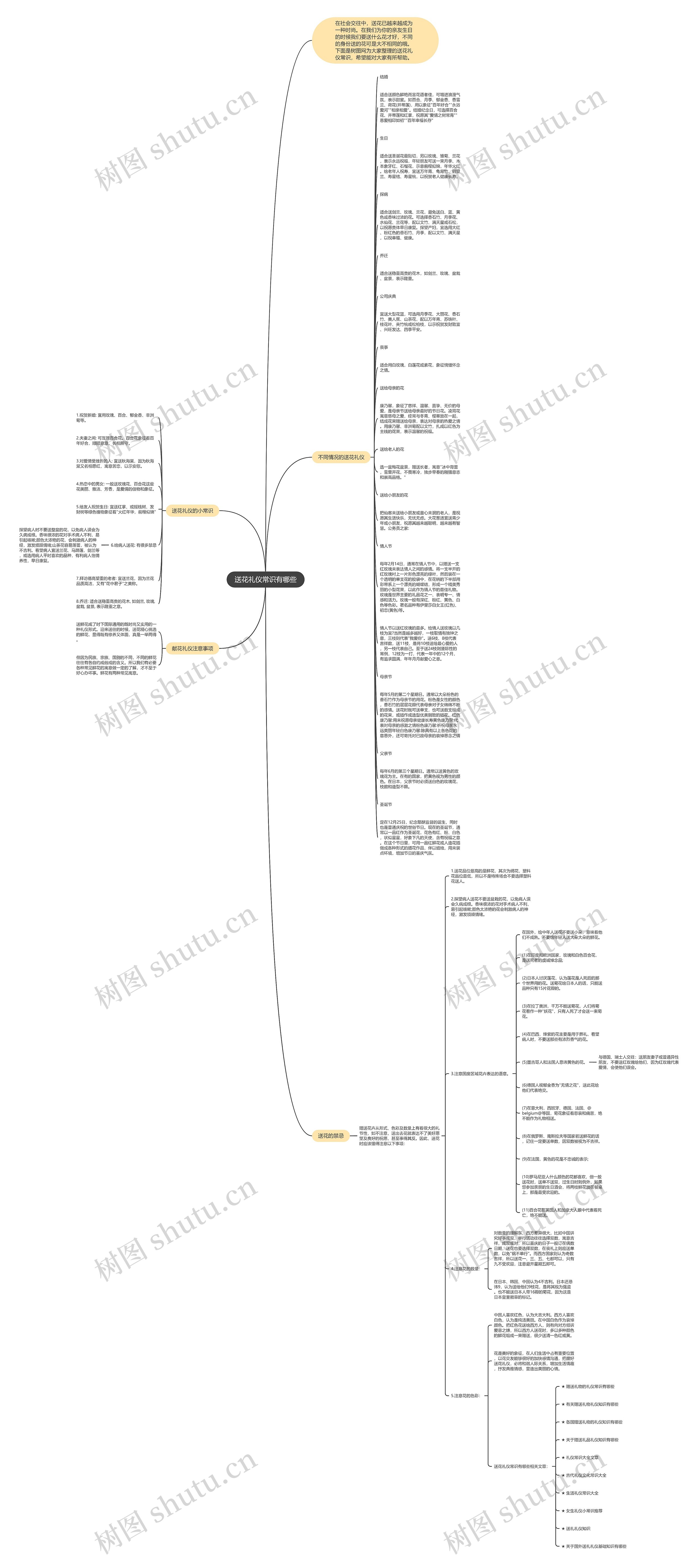 送花礼仪常识有哪些思维导图