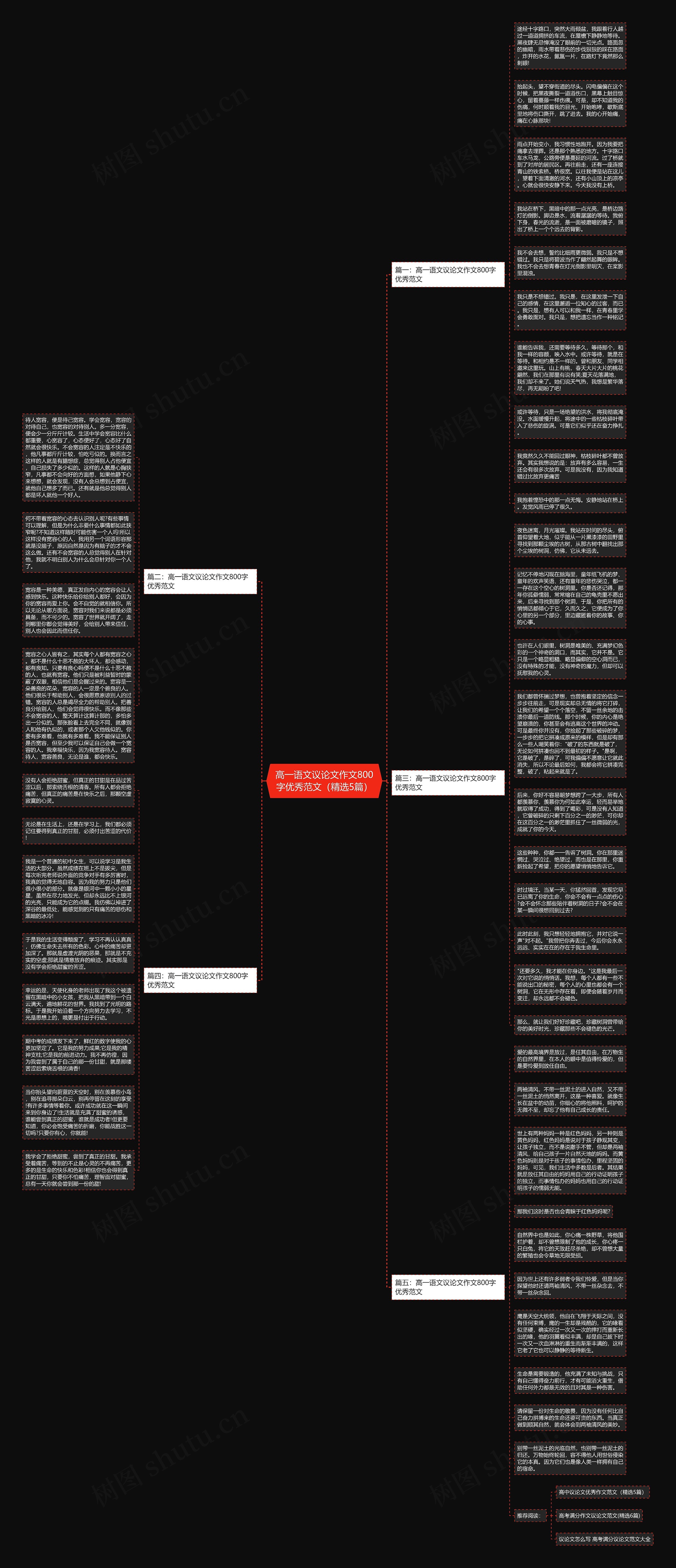 高一语文议论文作文800字优秀范文（精选5篇）思维导图