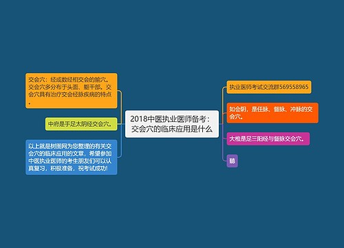 2018中医执业医师备考：交会穴的临床应用是什么