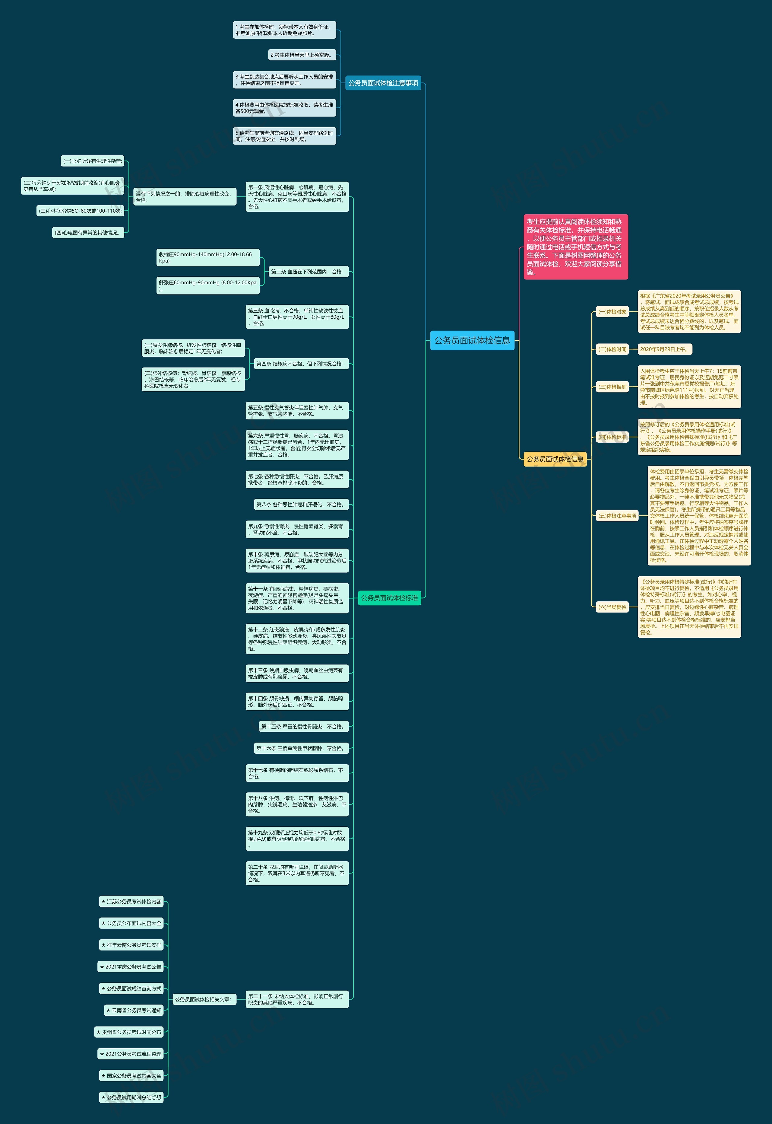 公务员面试体检信息思维导图高清图 公务员面试体检信息思维导图