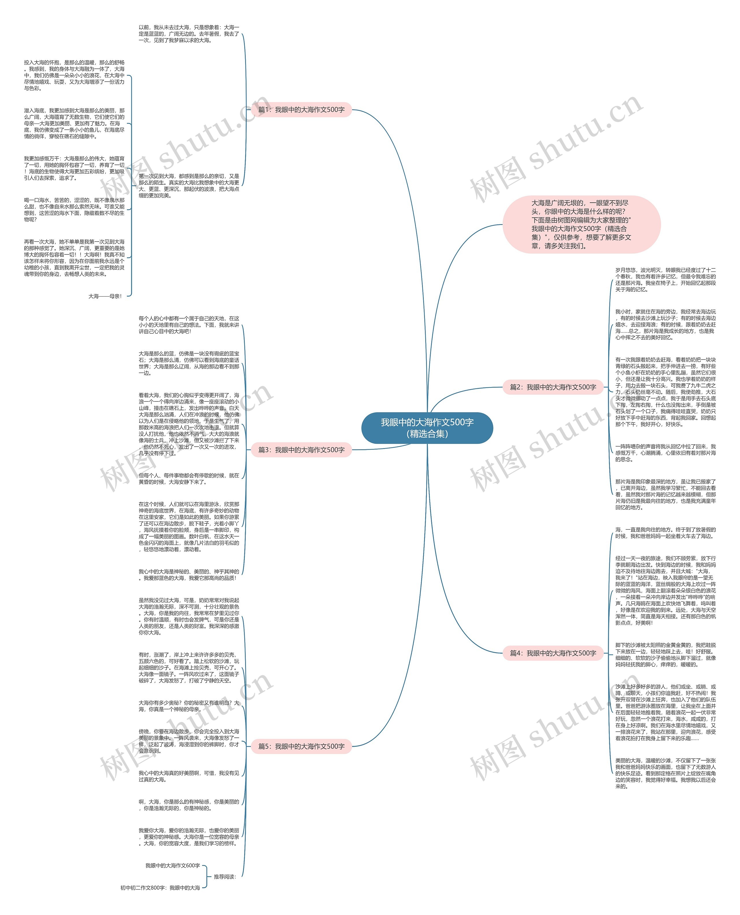 我眼中的大海作文500字（精选合集）思维导图