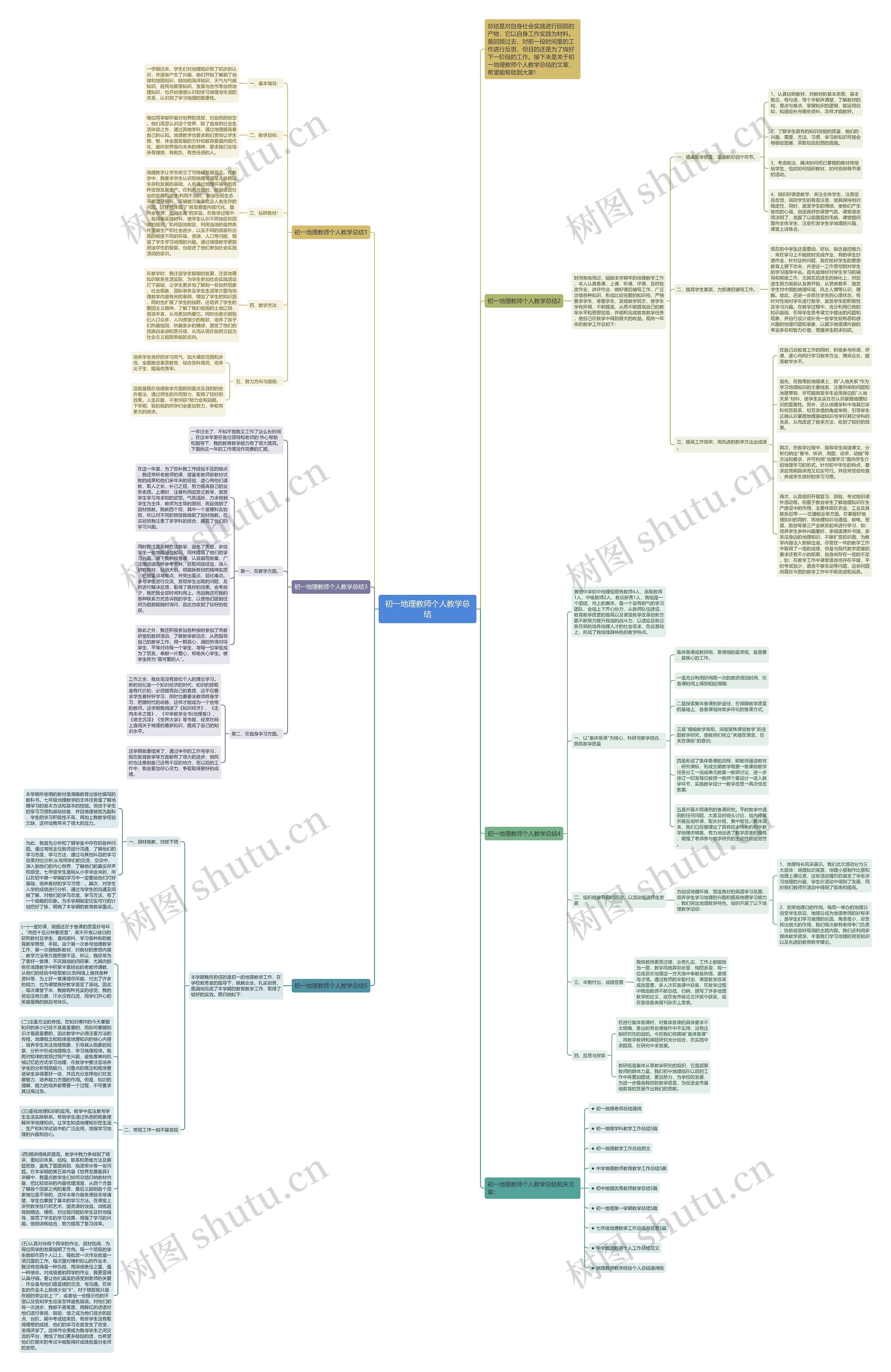 初一地理教师个人教学总结思维导图