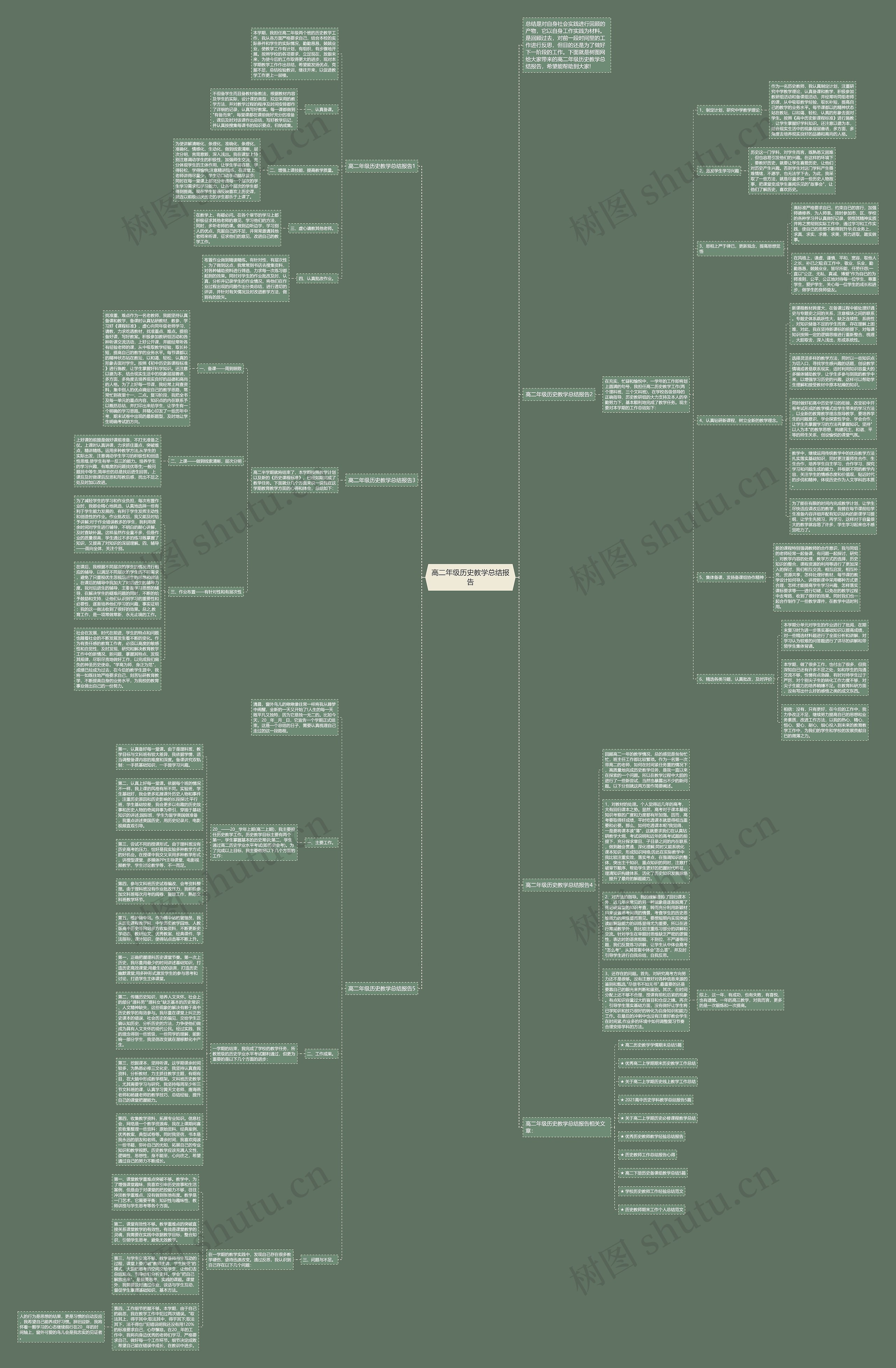 高二年级历史教学总结报告思维导图