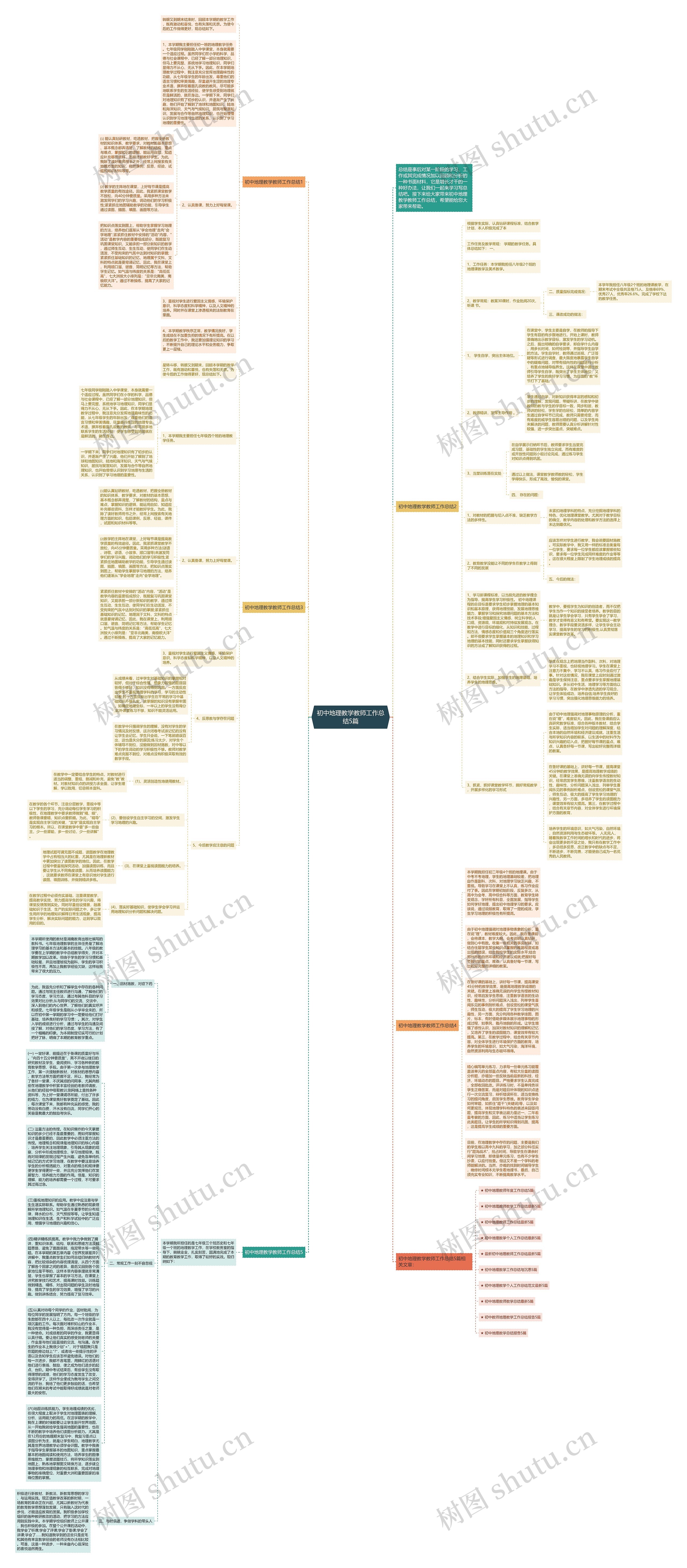 初中地理教学教师工作总结5篇思维导图