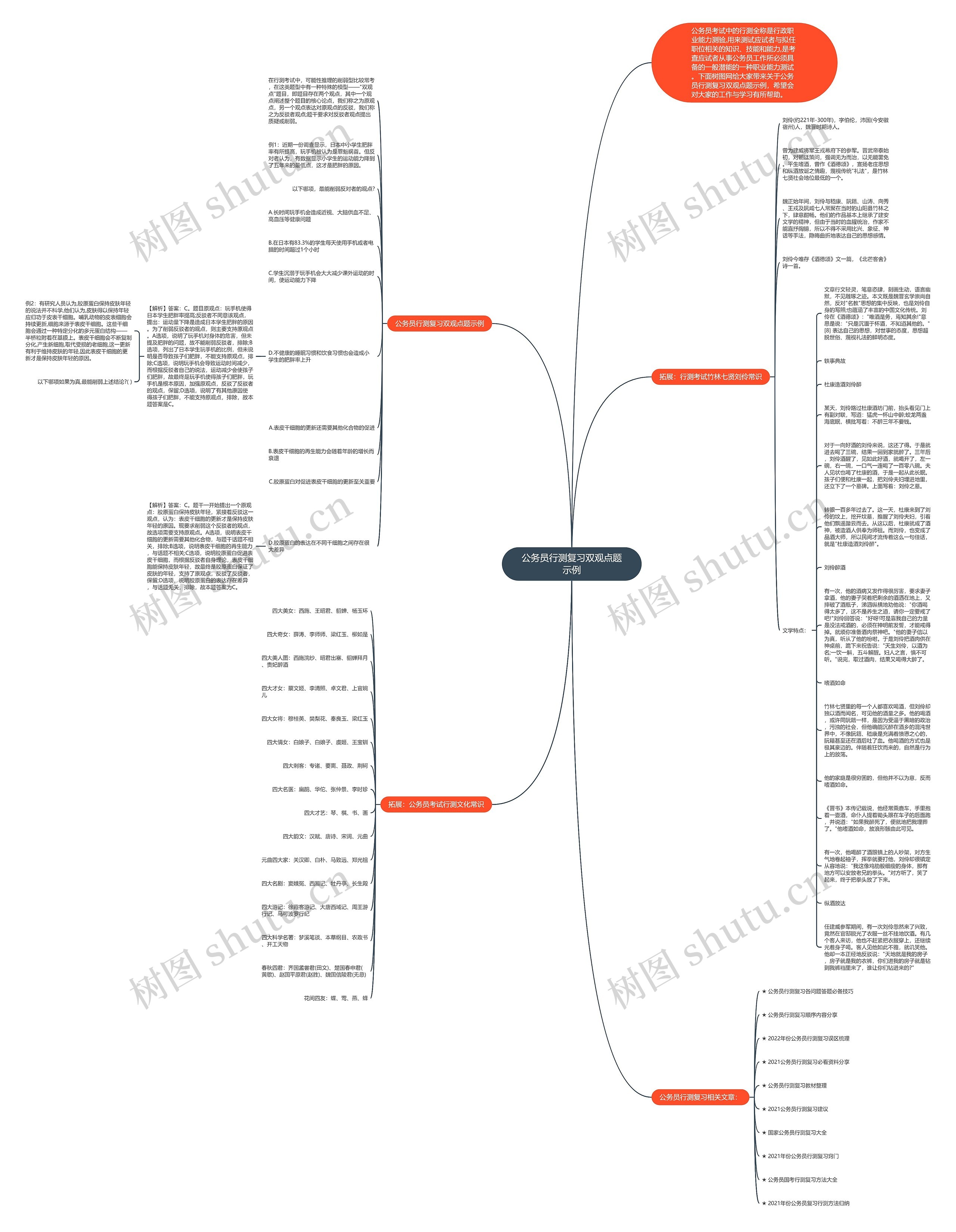 公务员行测复习双观点题示例思维导图