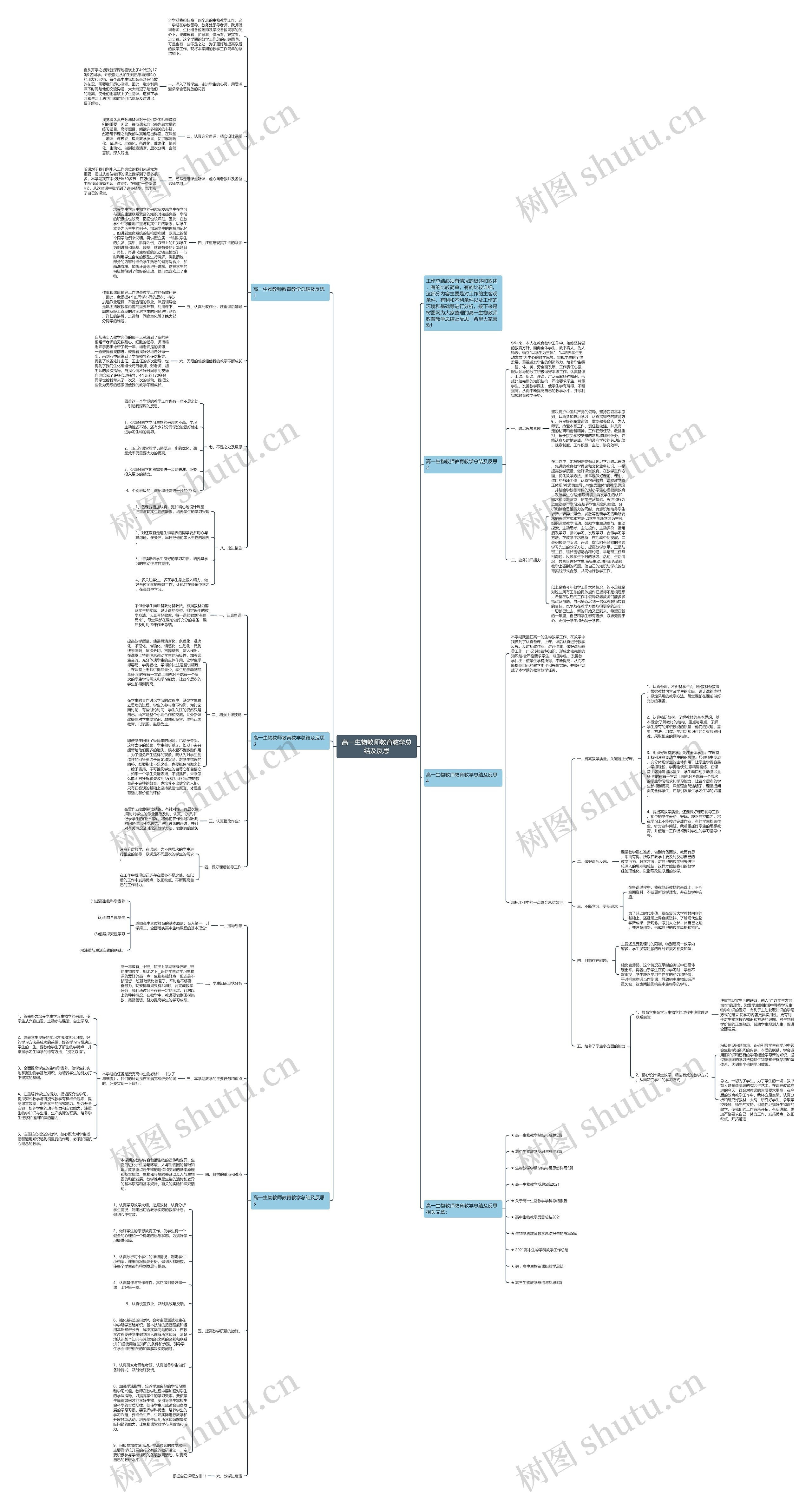 高一生物教师教育教学总结及反思思维导图