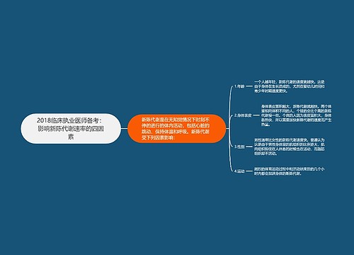 2018临床执业医师备考：影响新陈代谢速率的四因素