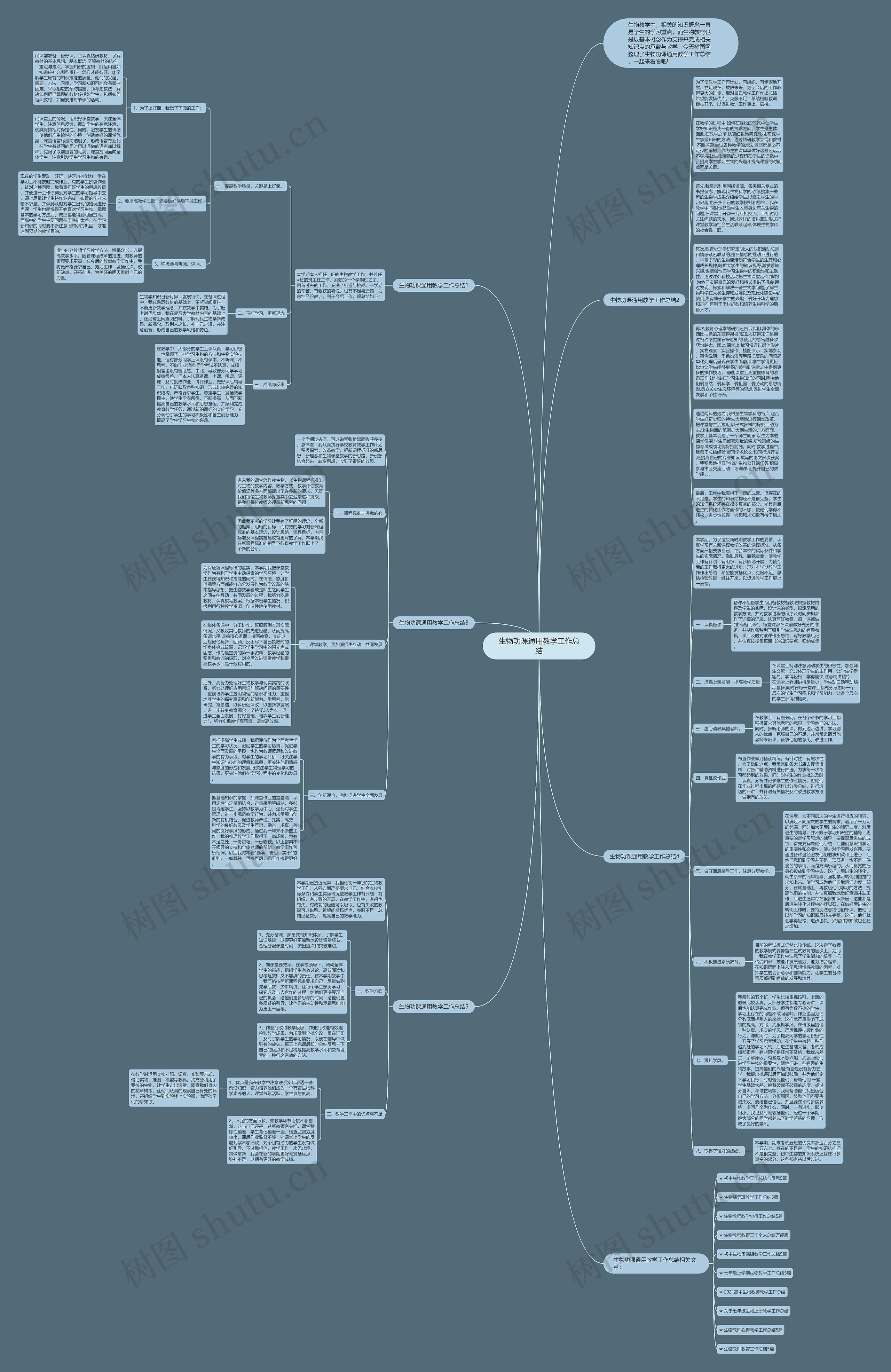 生物功课通用教学工作总结思维导图