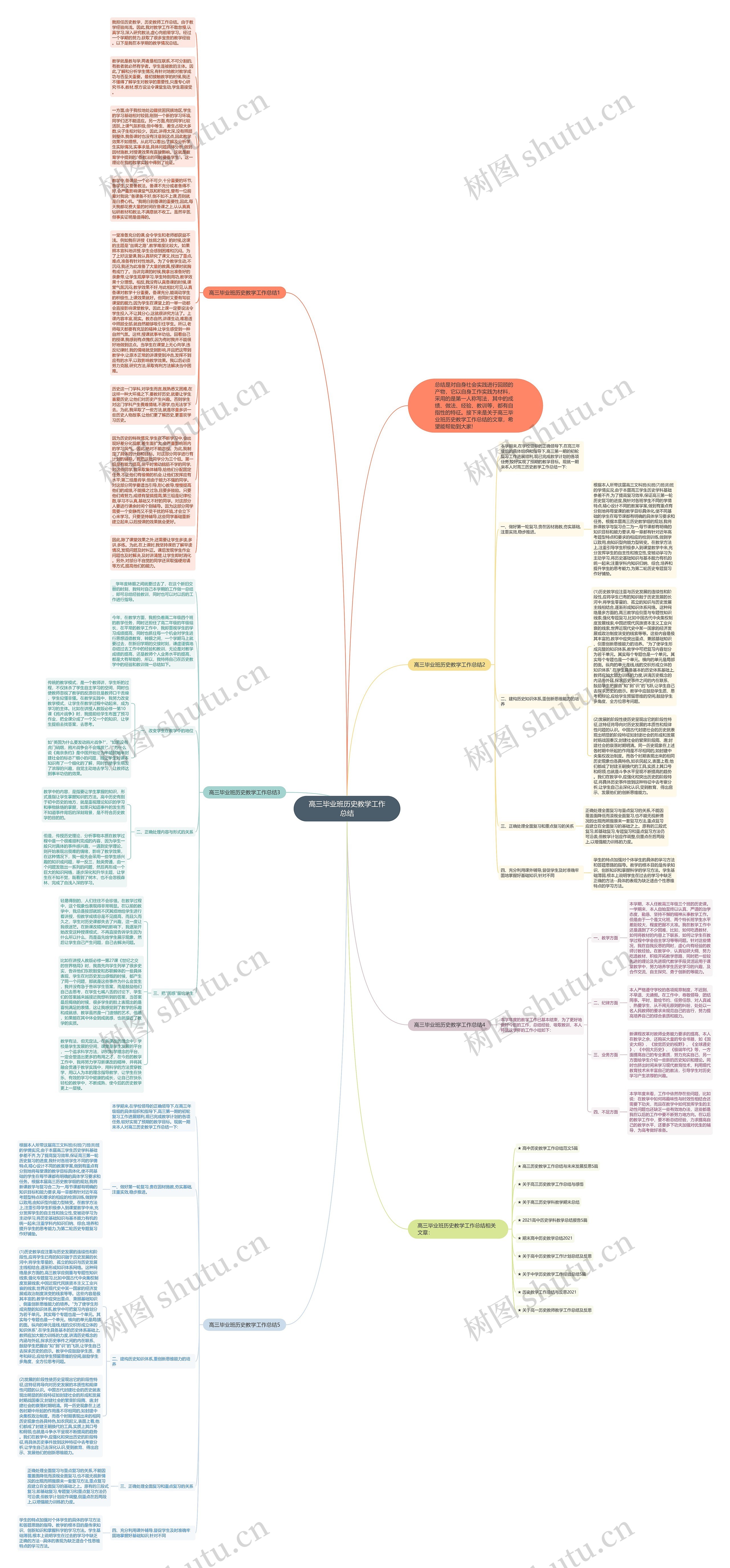高三毕业班历史教学工作总结思维导图