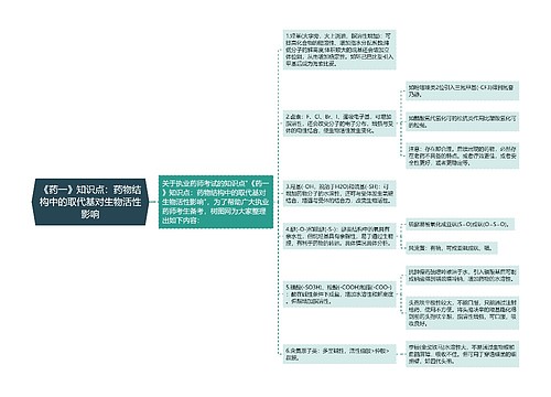 《药一》知识点：药物结构中的取代基对生物活性影响