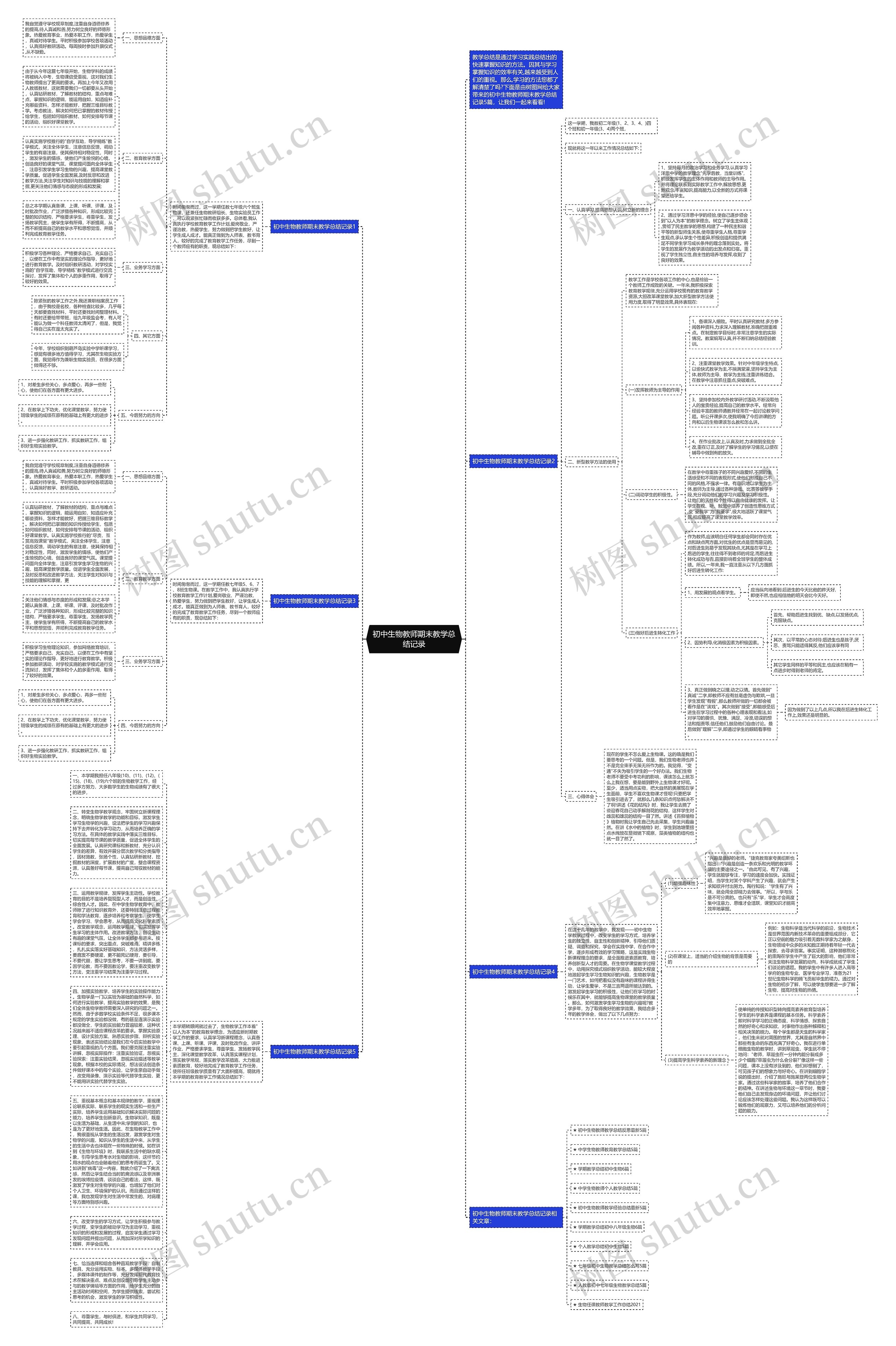 初中生物教师期末教学总结记录思维导图