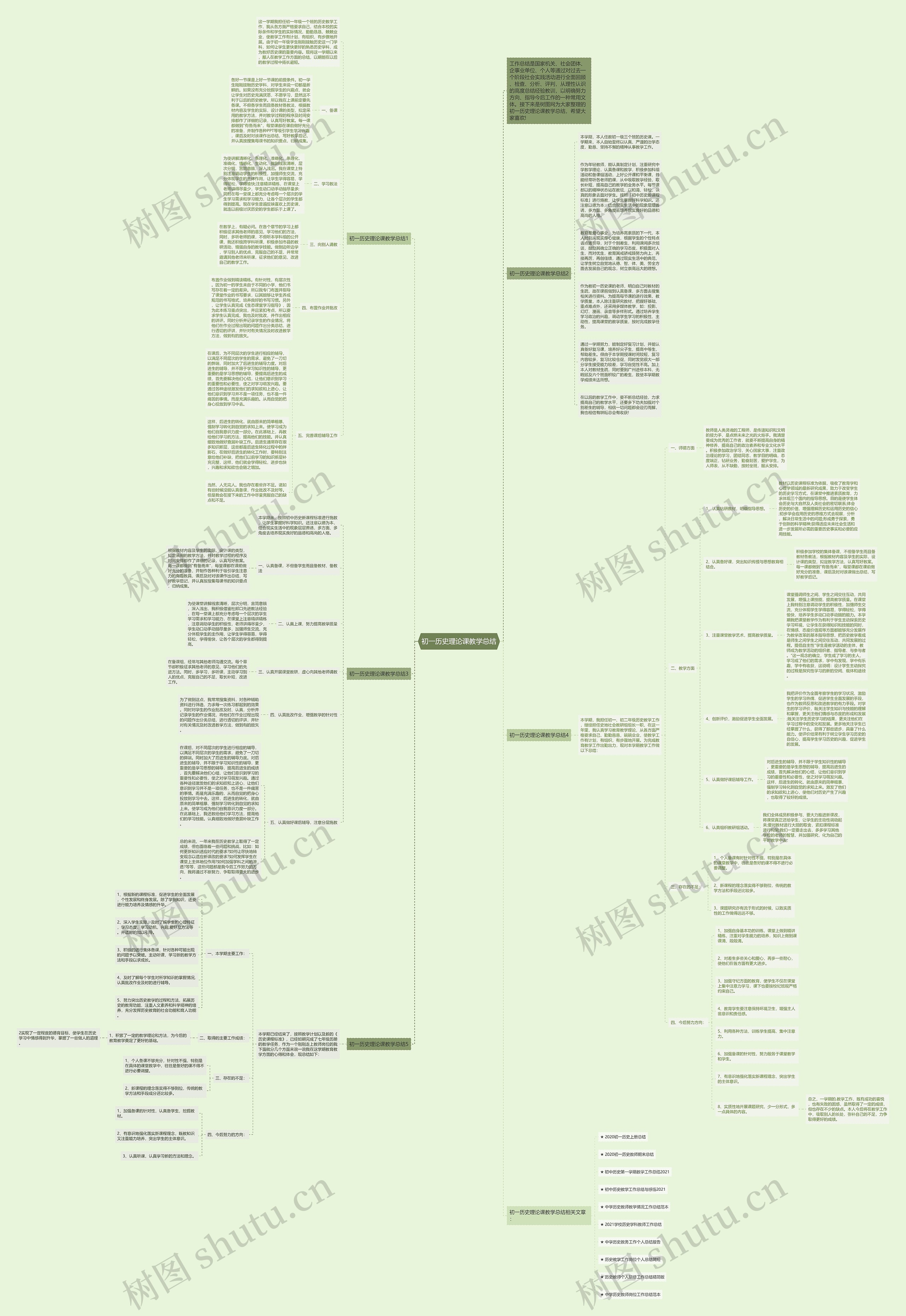 初一历史理论课教学总结思维导图