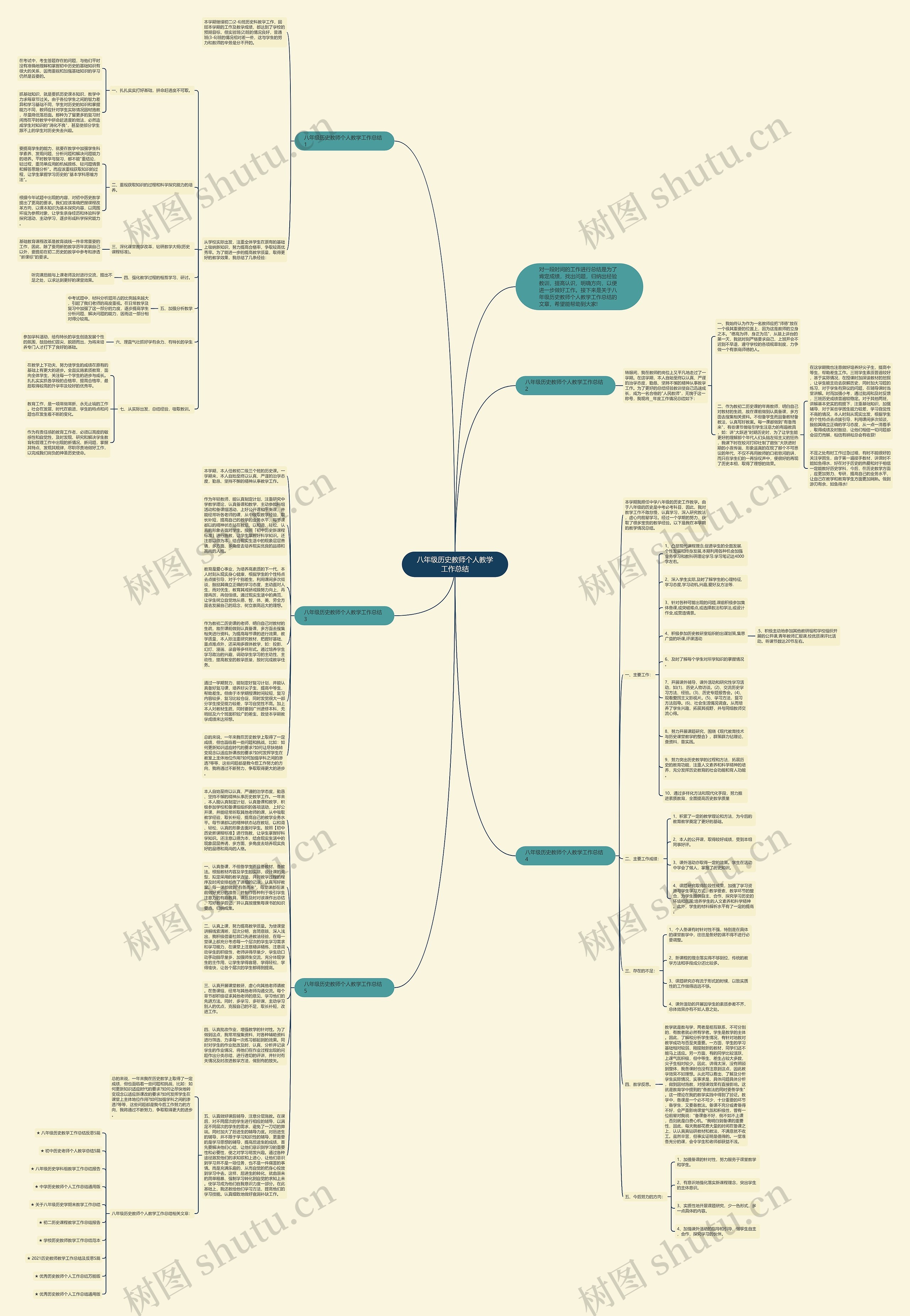 八年级历史教师个人教学工作总结思维导图