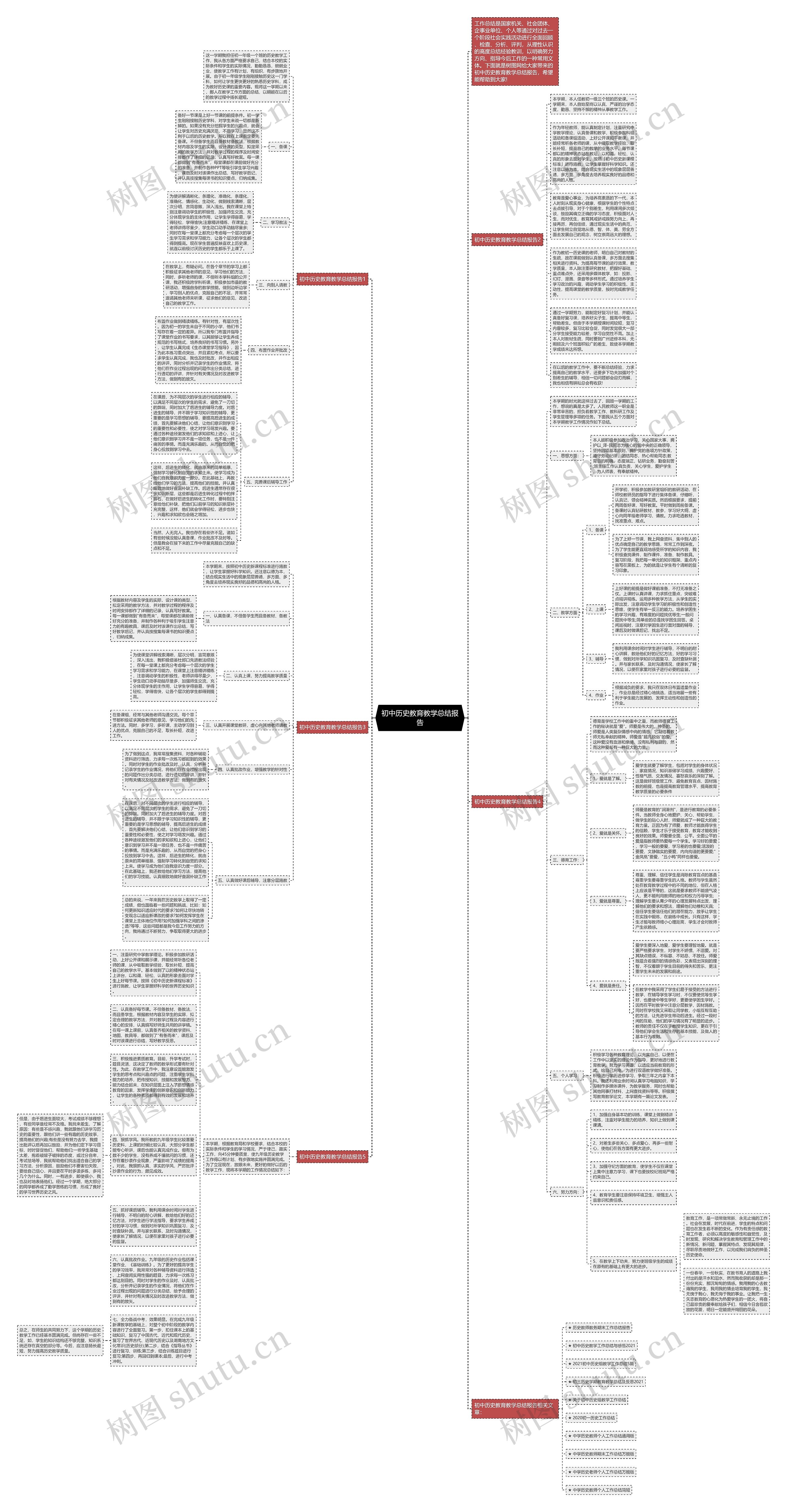 初中历史教育教学总结报告思维导图