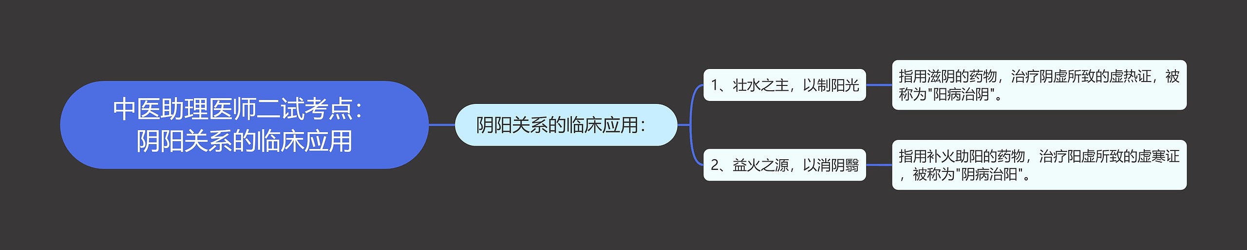 中医助理医师二试考点：阴阳关系的临床应用思维导图