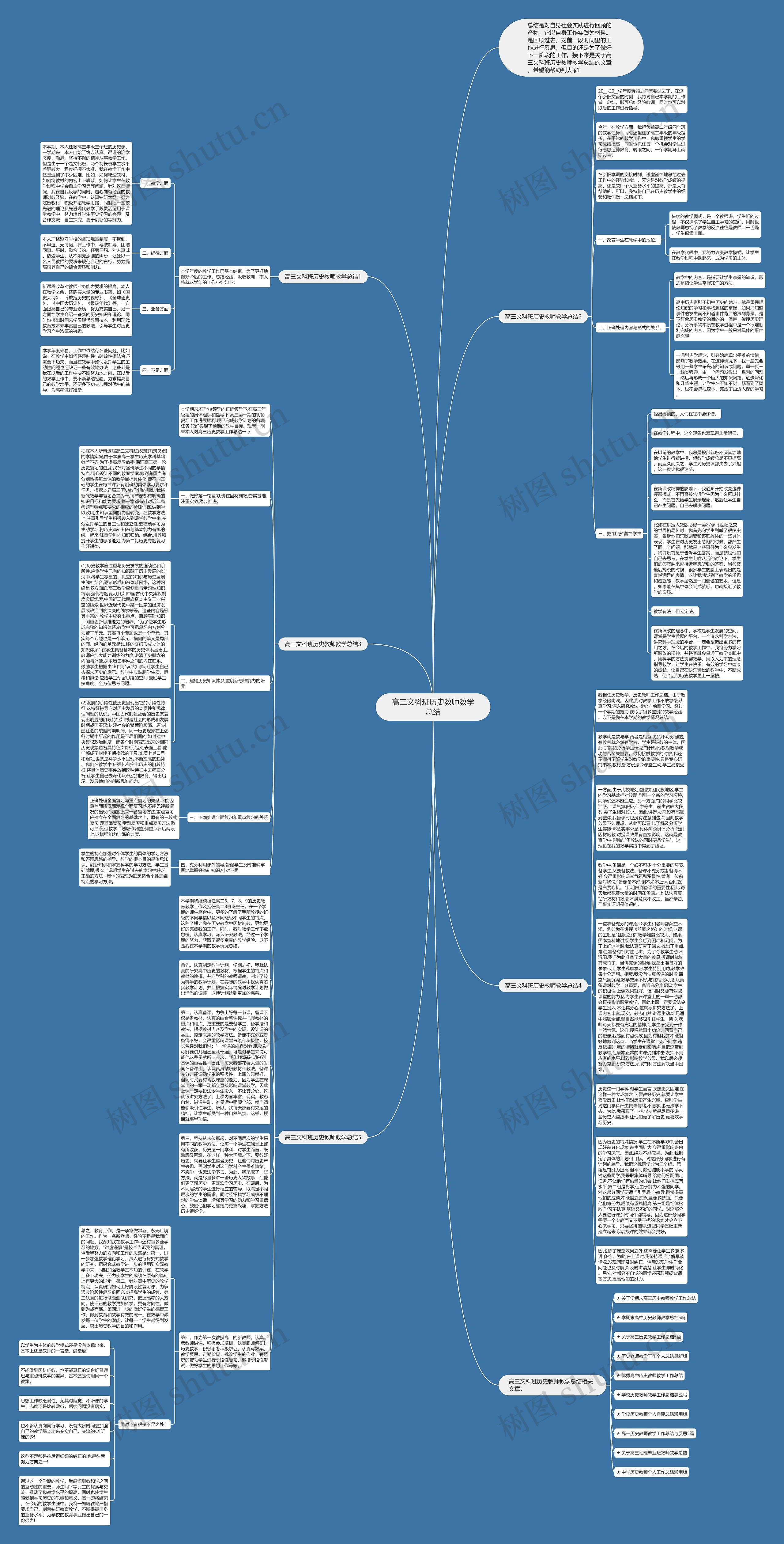 高三文科班历史教师教学总结思维导图