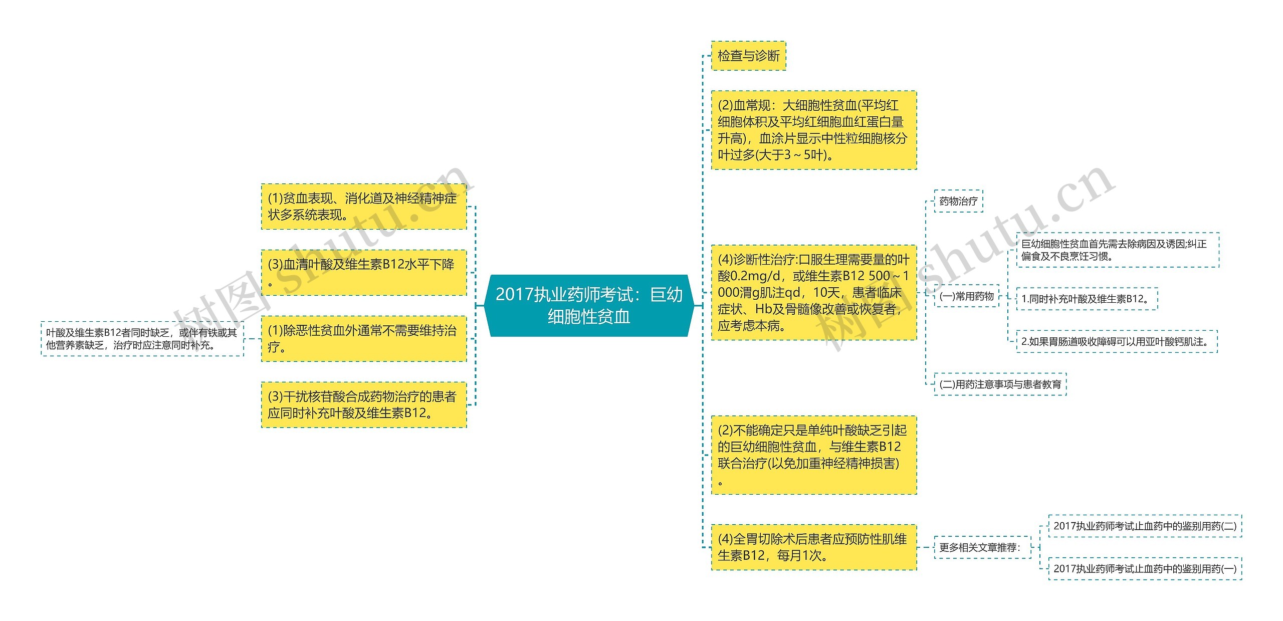 2017执业药师考试：巨幼细胞性贫血思维导图