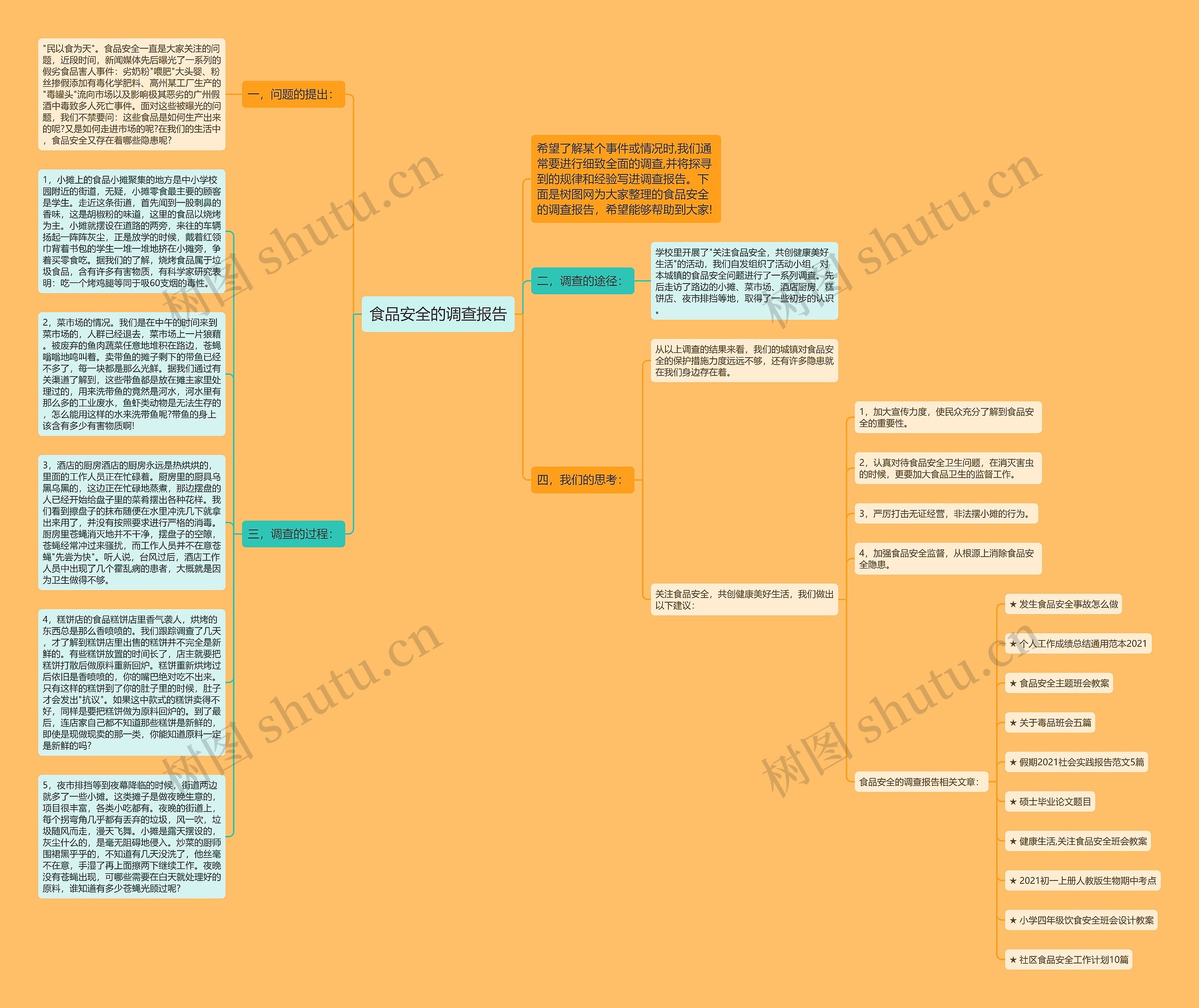 食品安全的调查报告思维导图