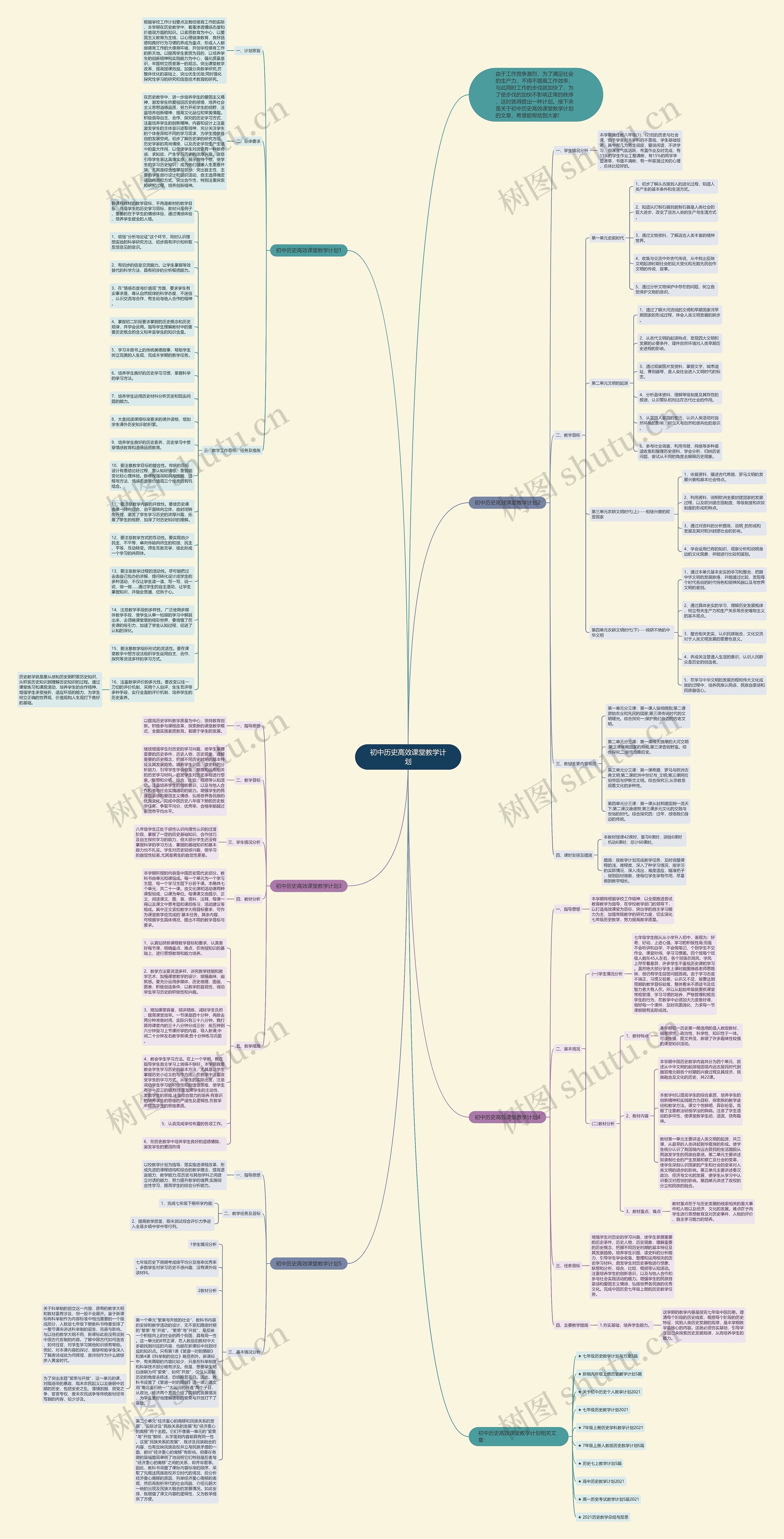 初中历史高效课堂教学计划思维导图