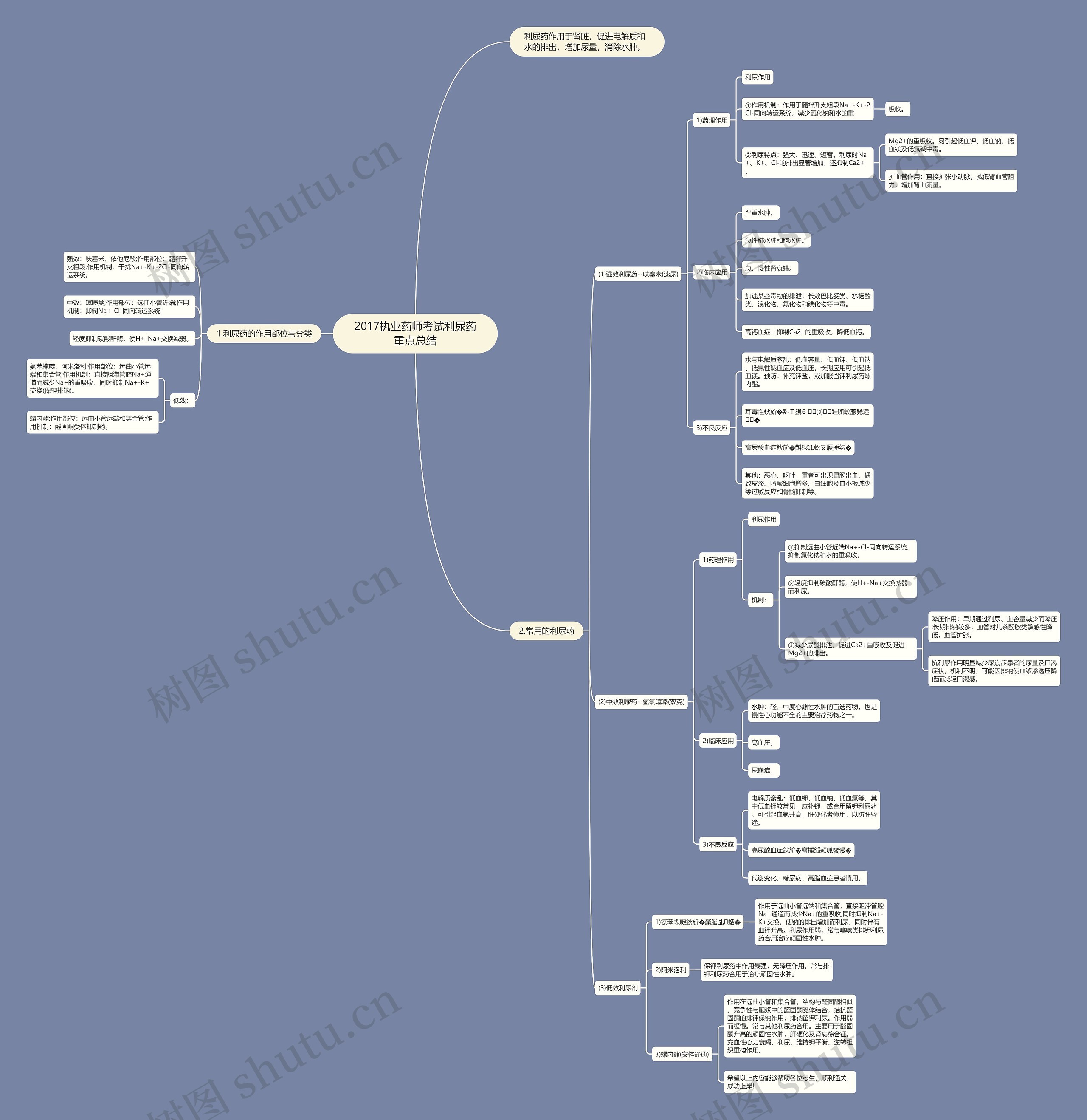 2017执业药师考试利尿药重点总结思维导图