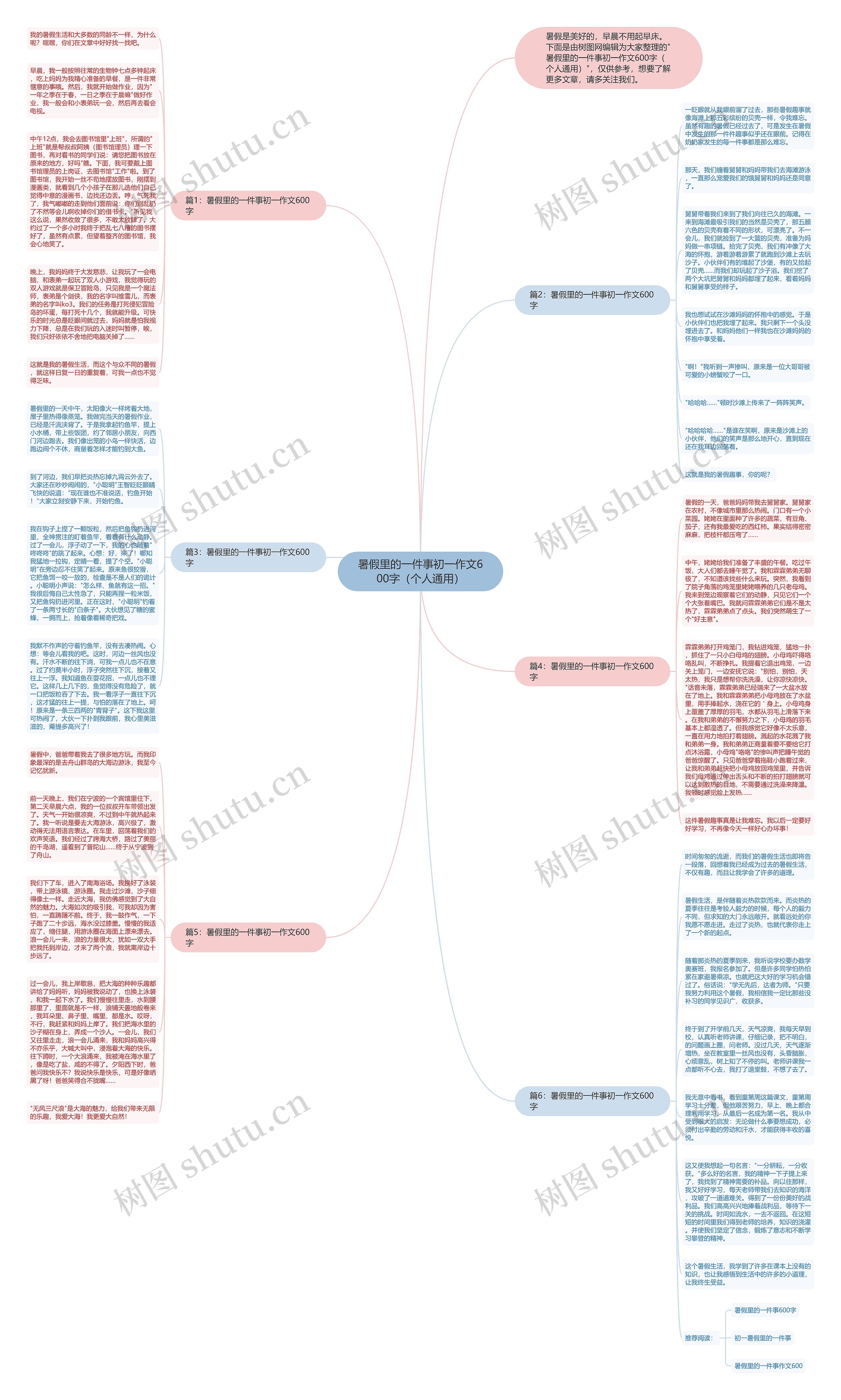 暑假里的一件事初一作文600字（个人通用）思维导图