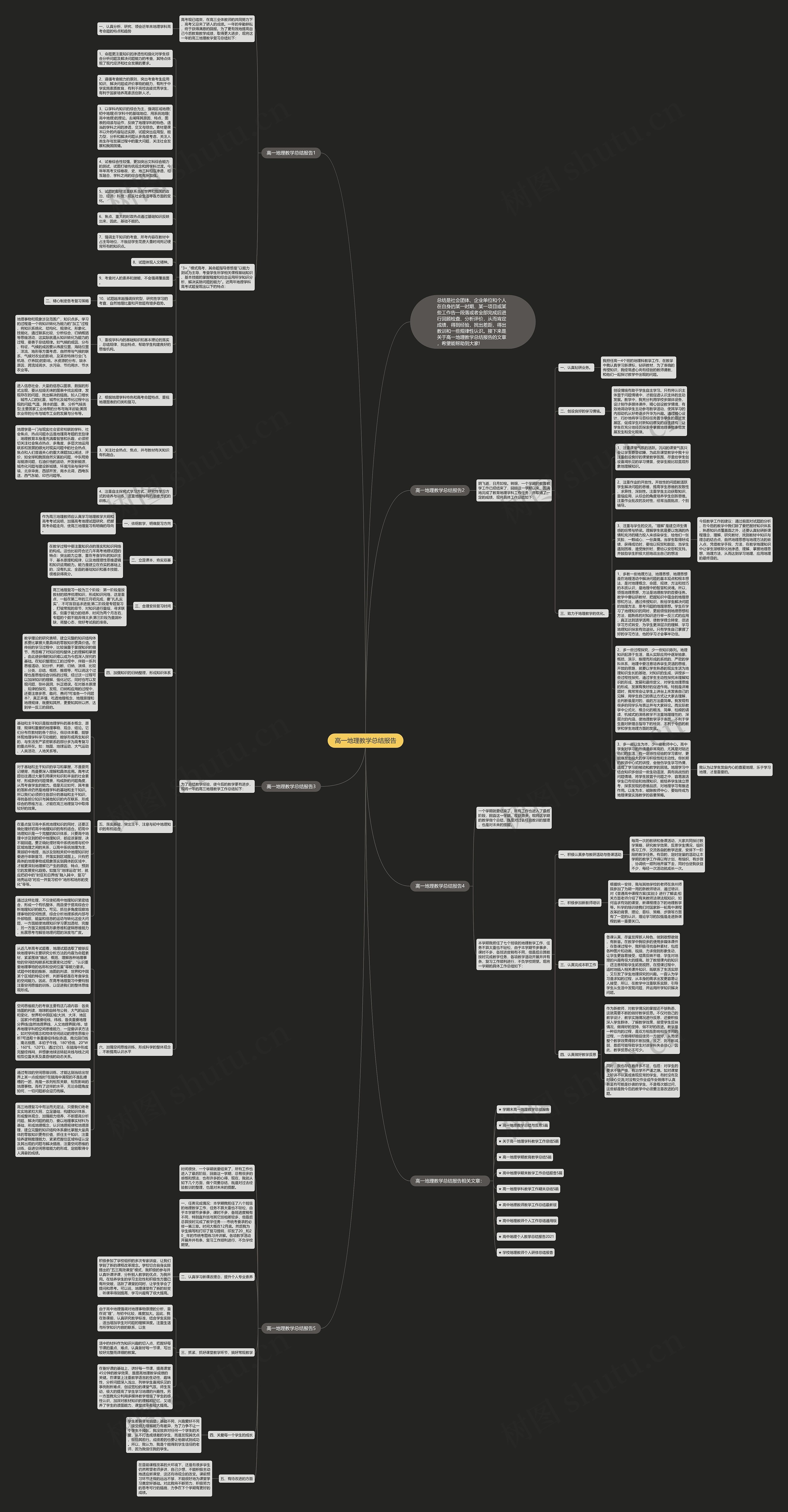 高一地理教学总结报告思维导图