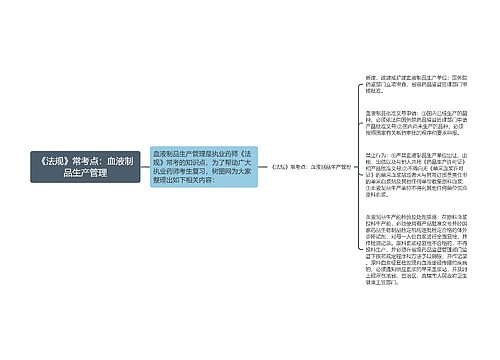 《法规》常考点：血液制品生产管理