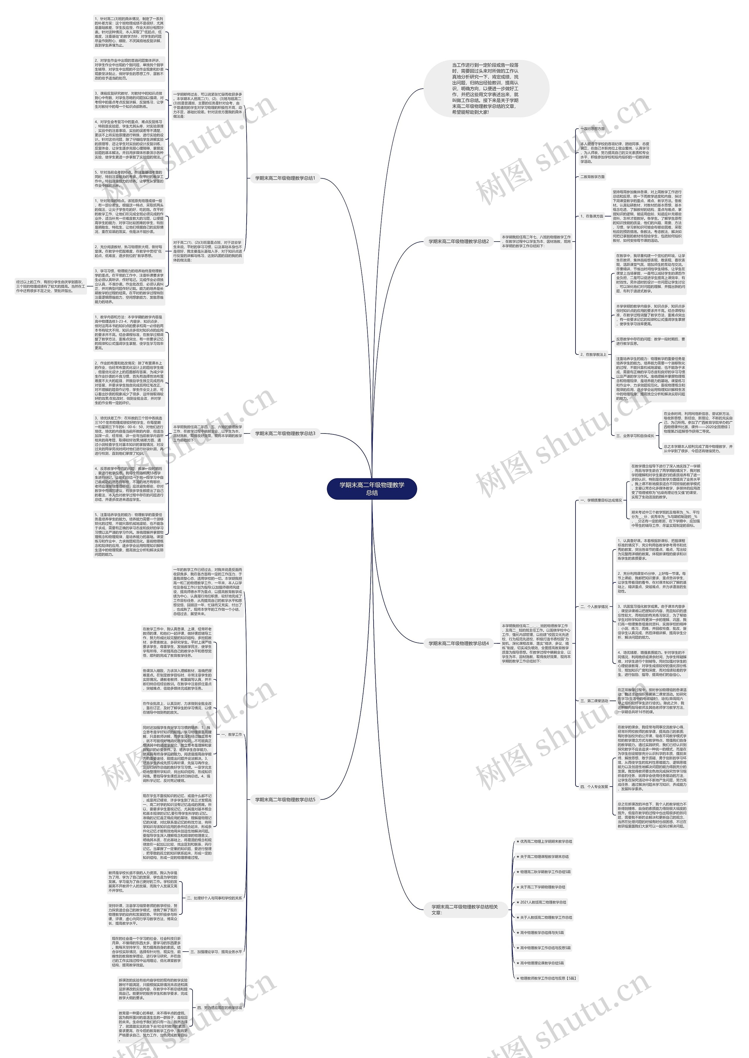 学期末高二年级物理教学总结思维导图
