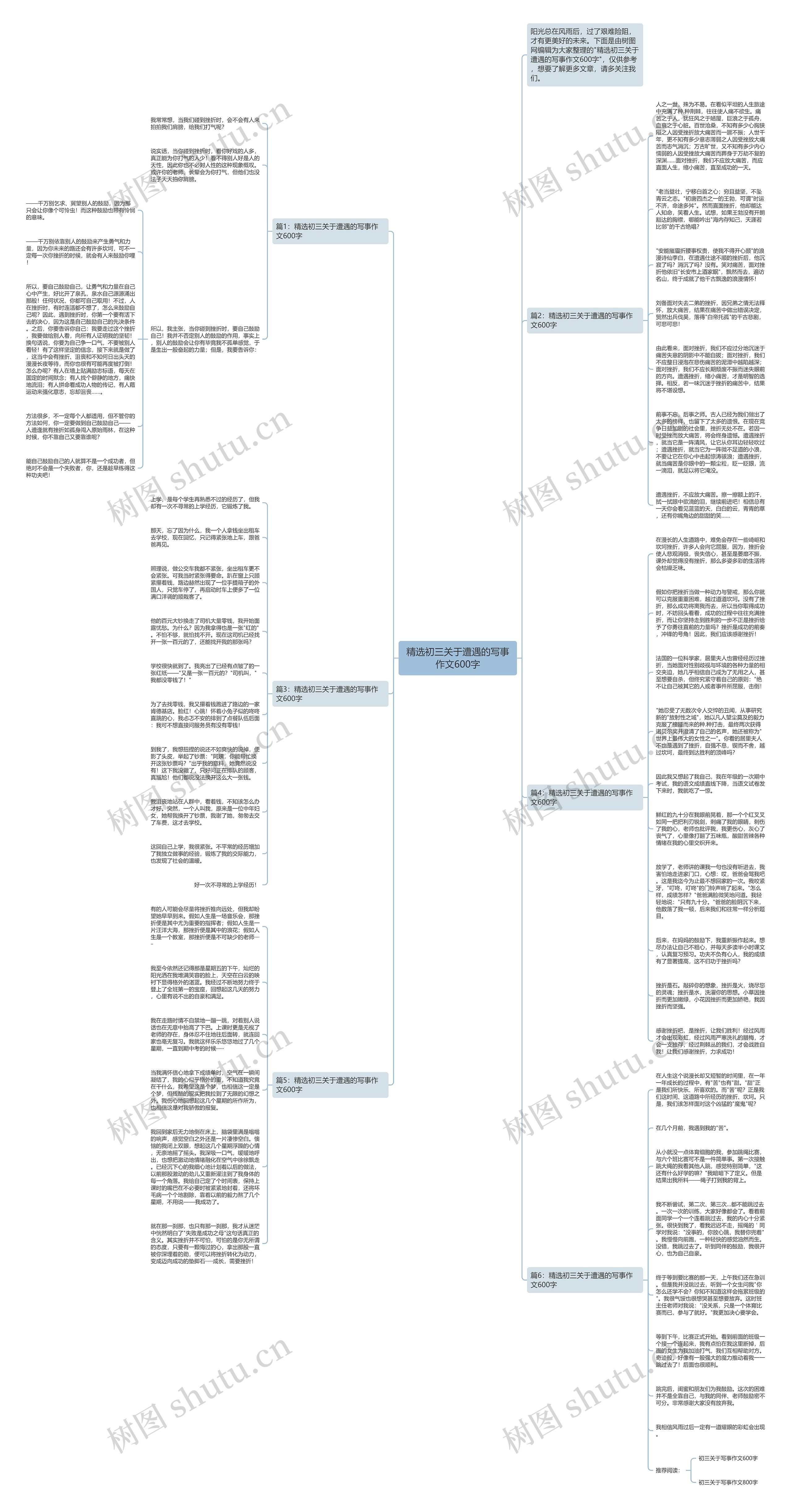 精选初三关于遭遇的写事作文600字思维导图