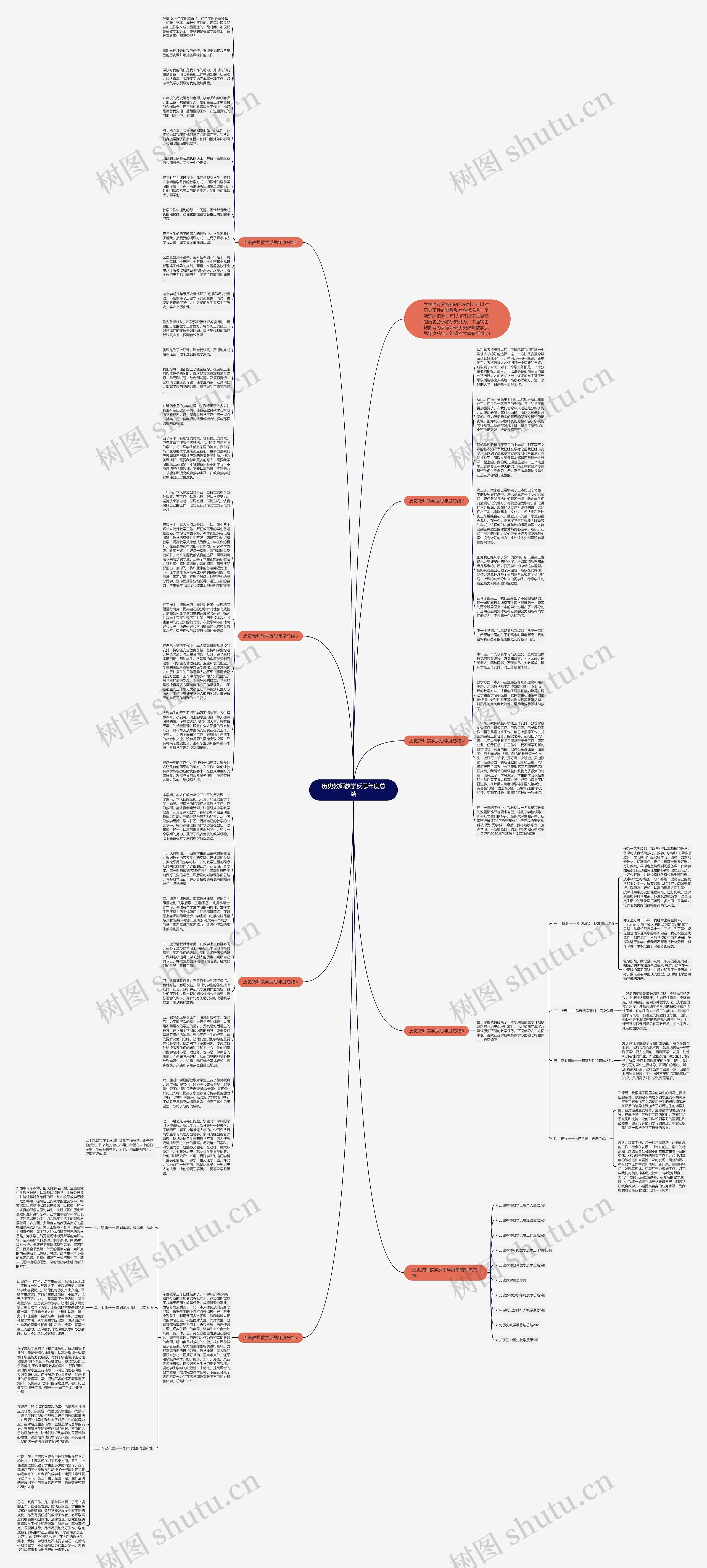 历史教师教学反思年度总结思维导图