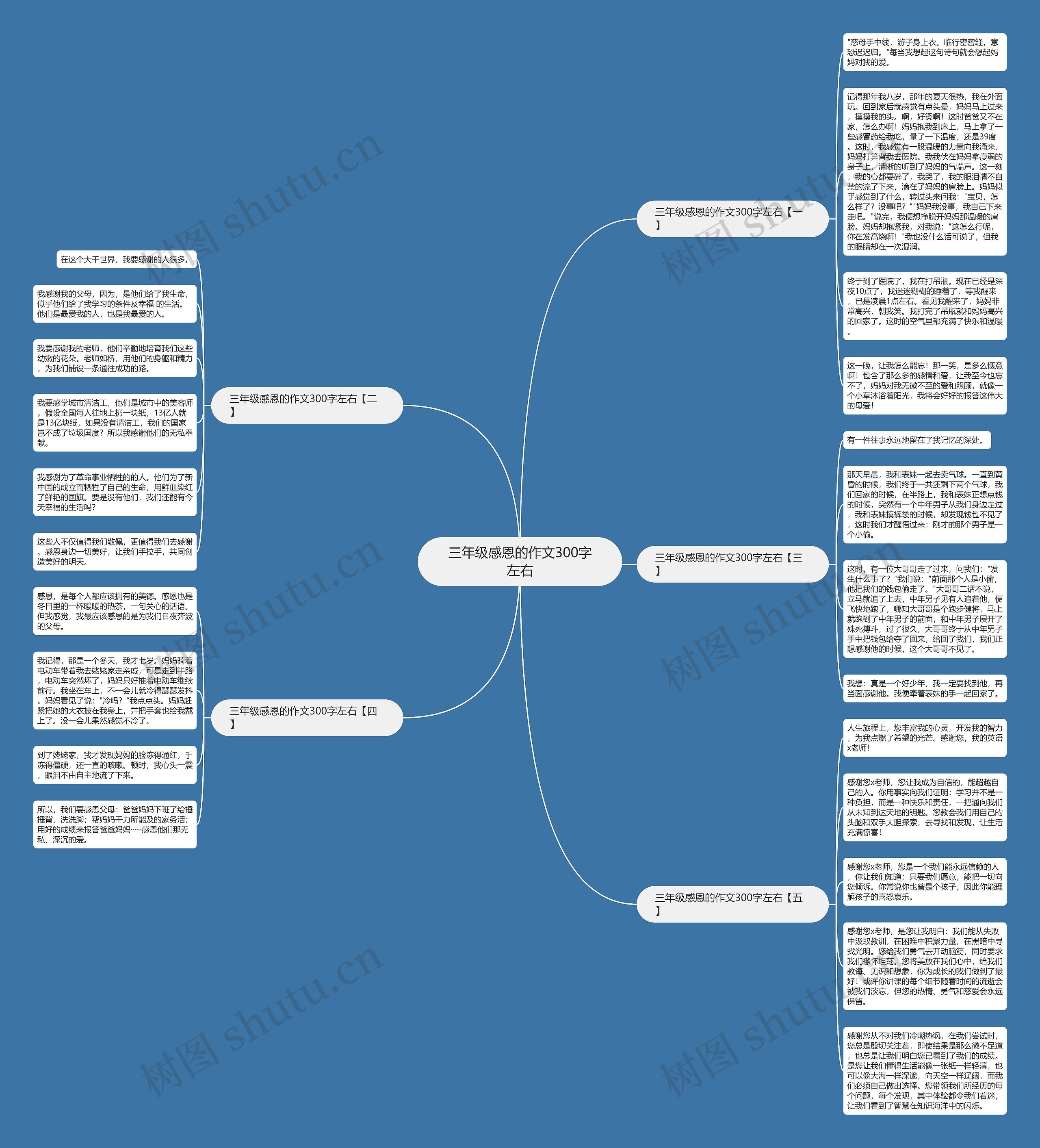 三年级感恩的作文300字左右思维导图