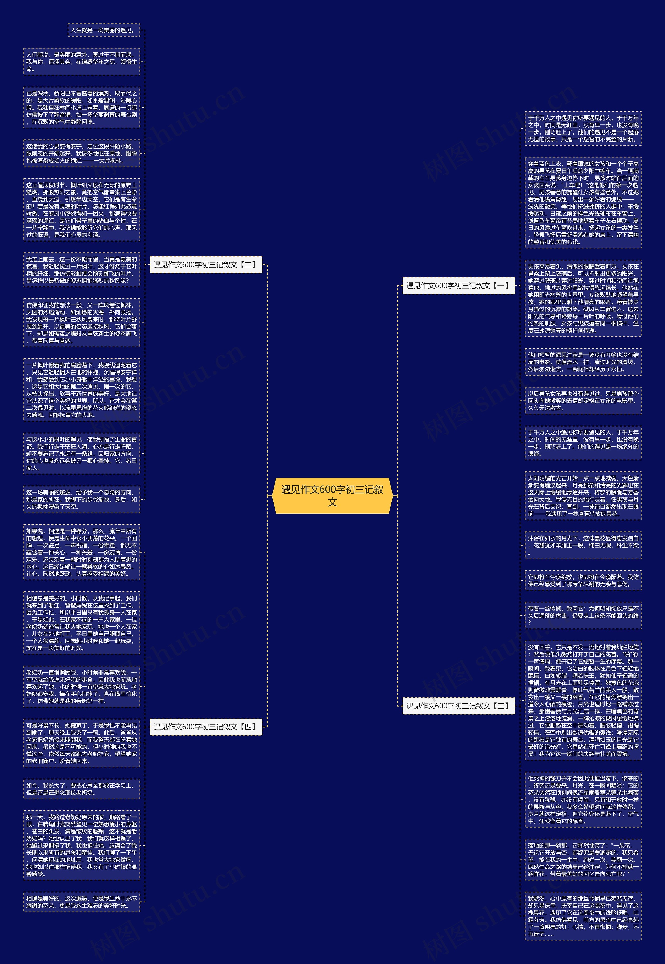遇见作文600字初三记叙文思维导图
