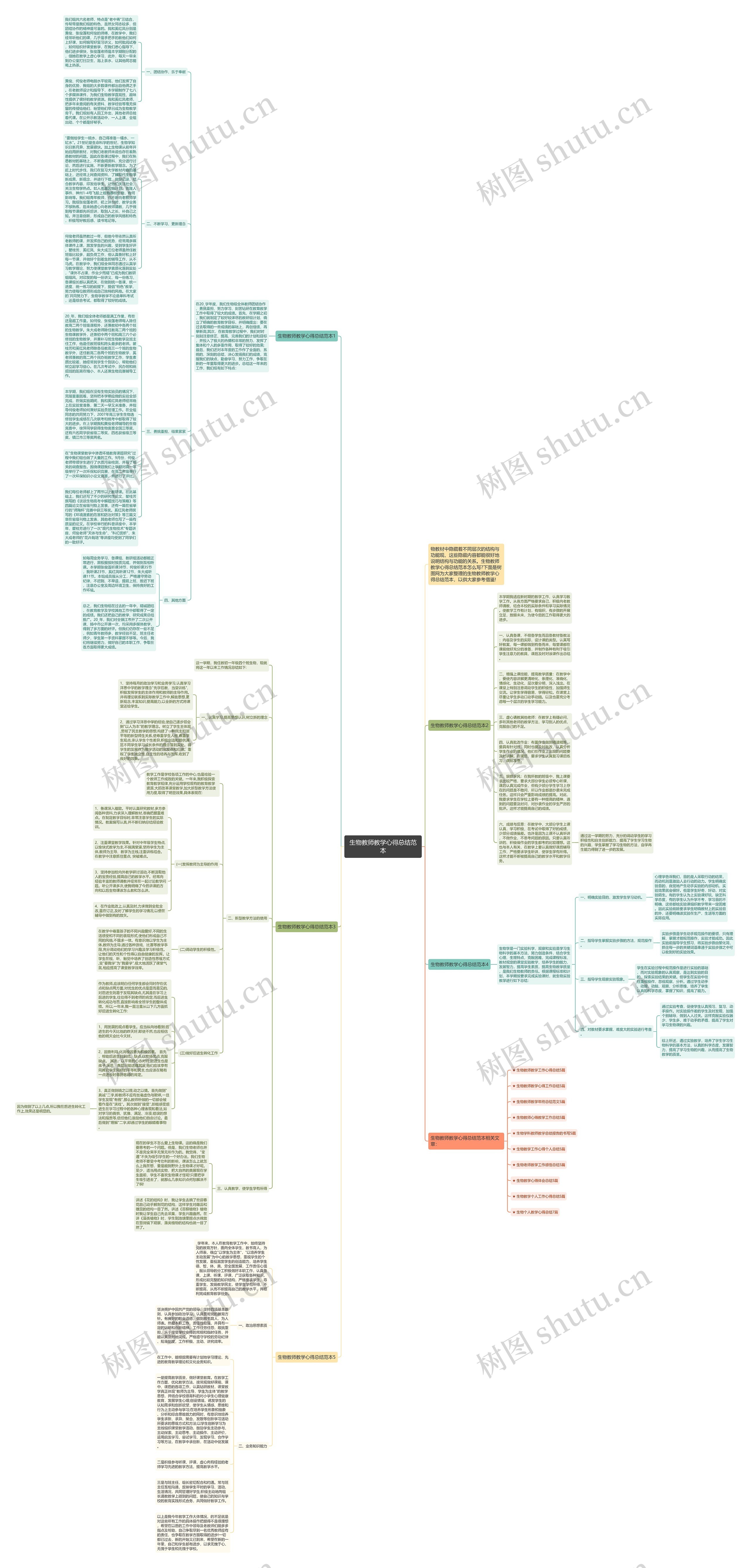 生物教师教学心得总结范本思维导图