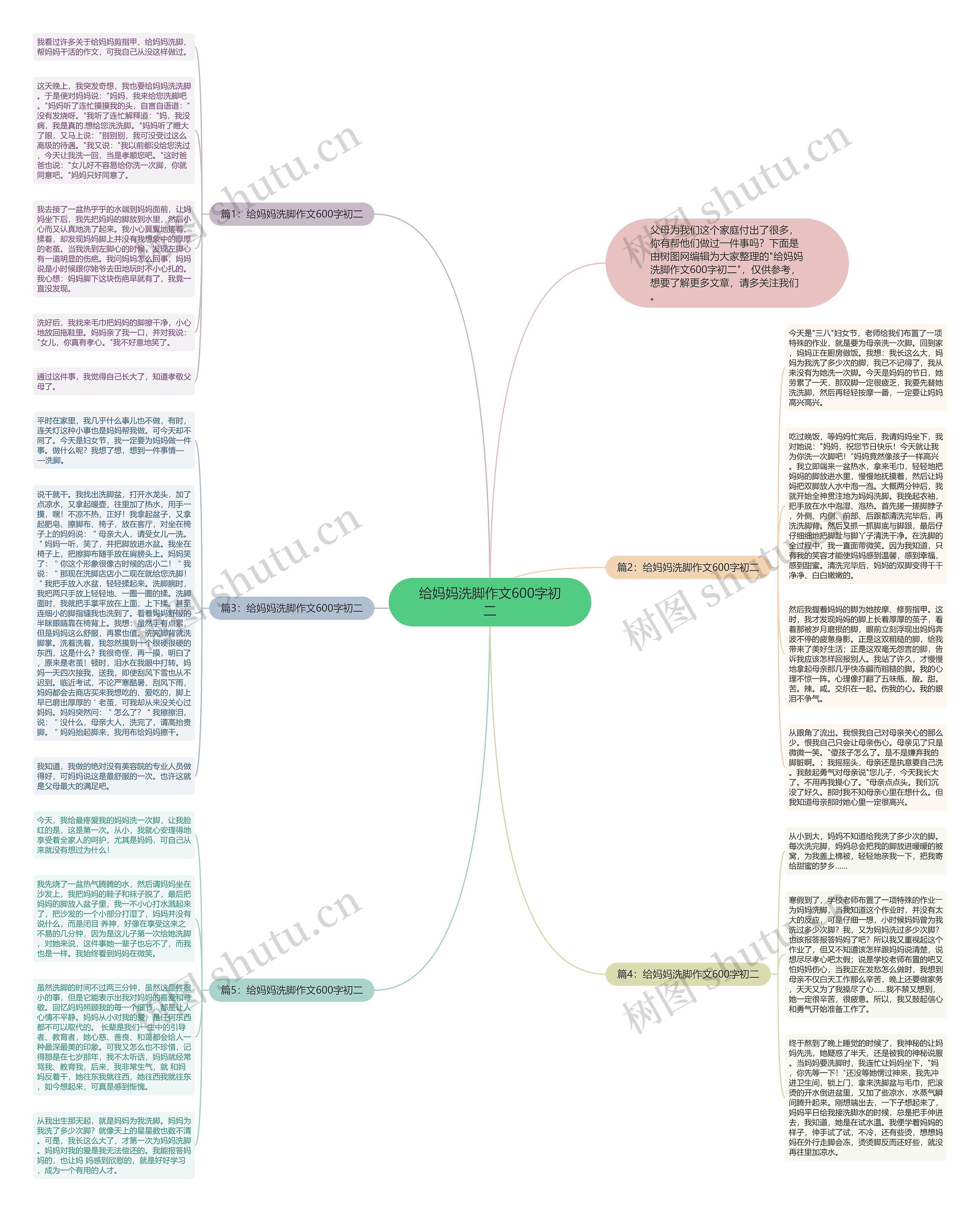 给妈妈洗脚作文600字初二思维导图