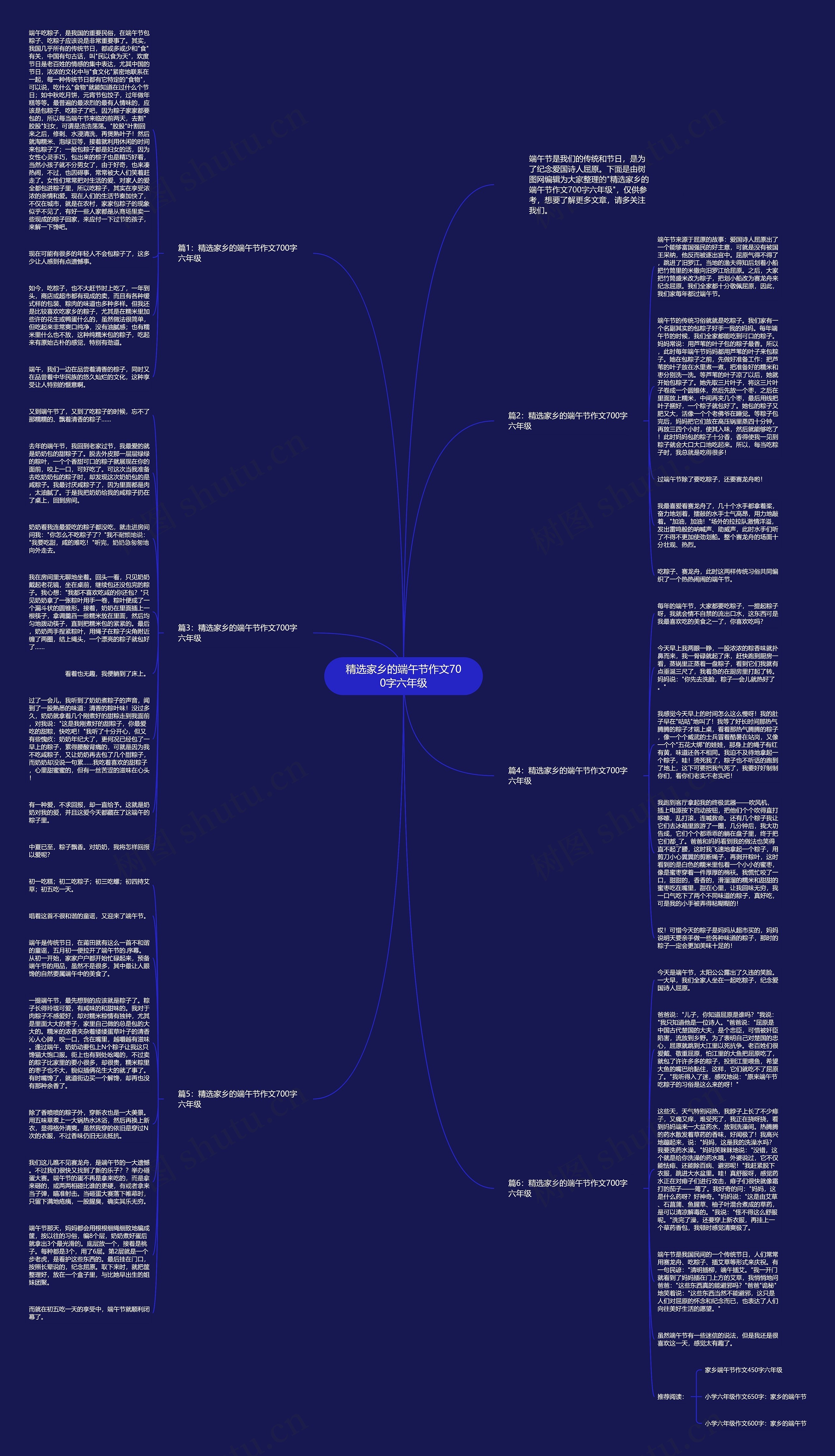 精选家乡的端午节作文700字六年级思维导图