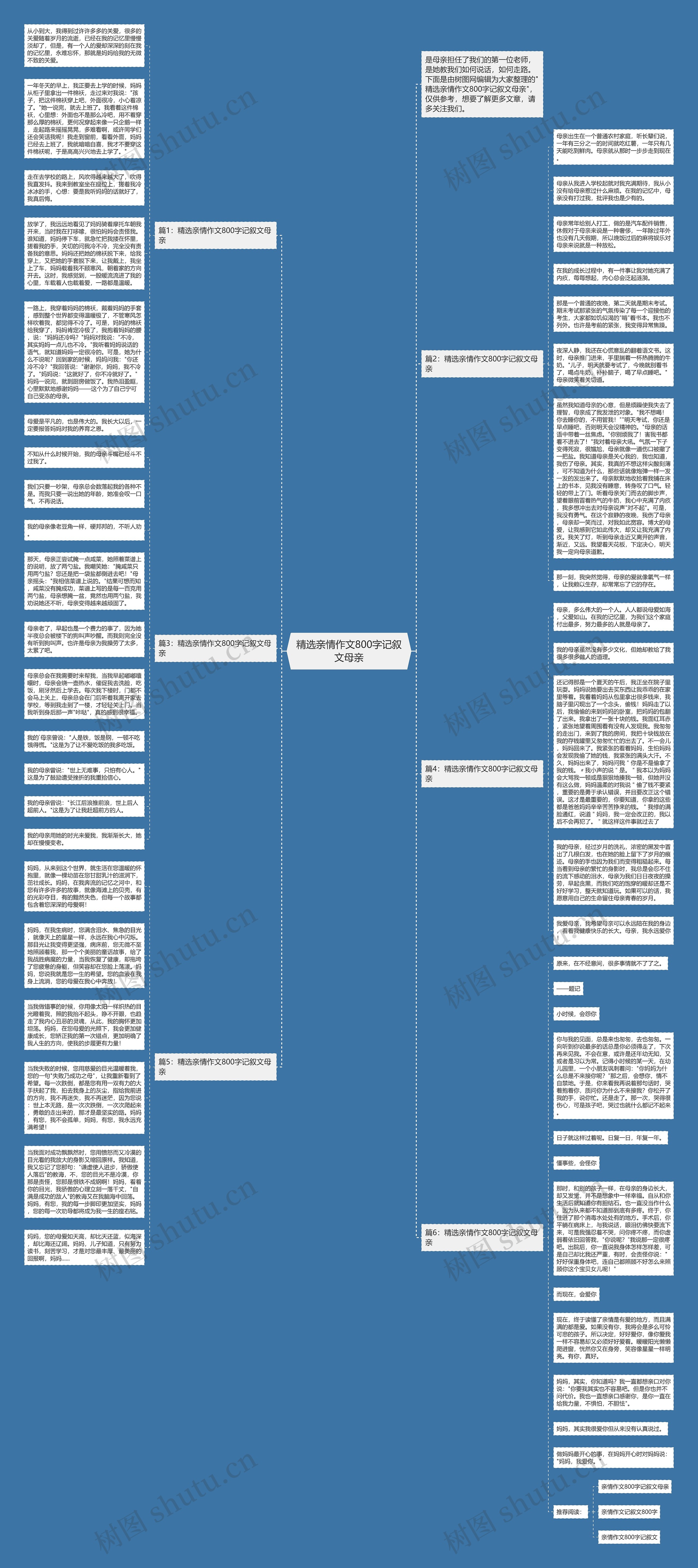 精选亲情作文800字记叙文母亲思维导图