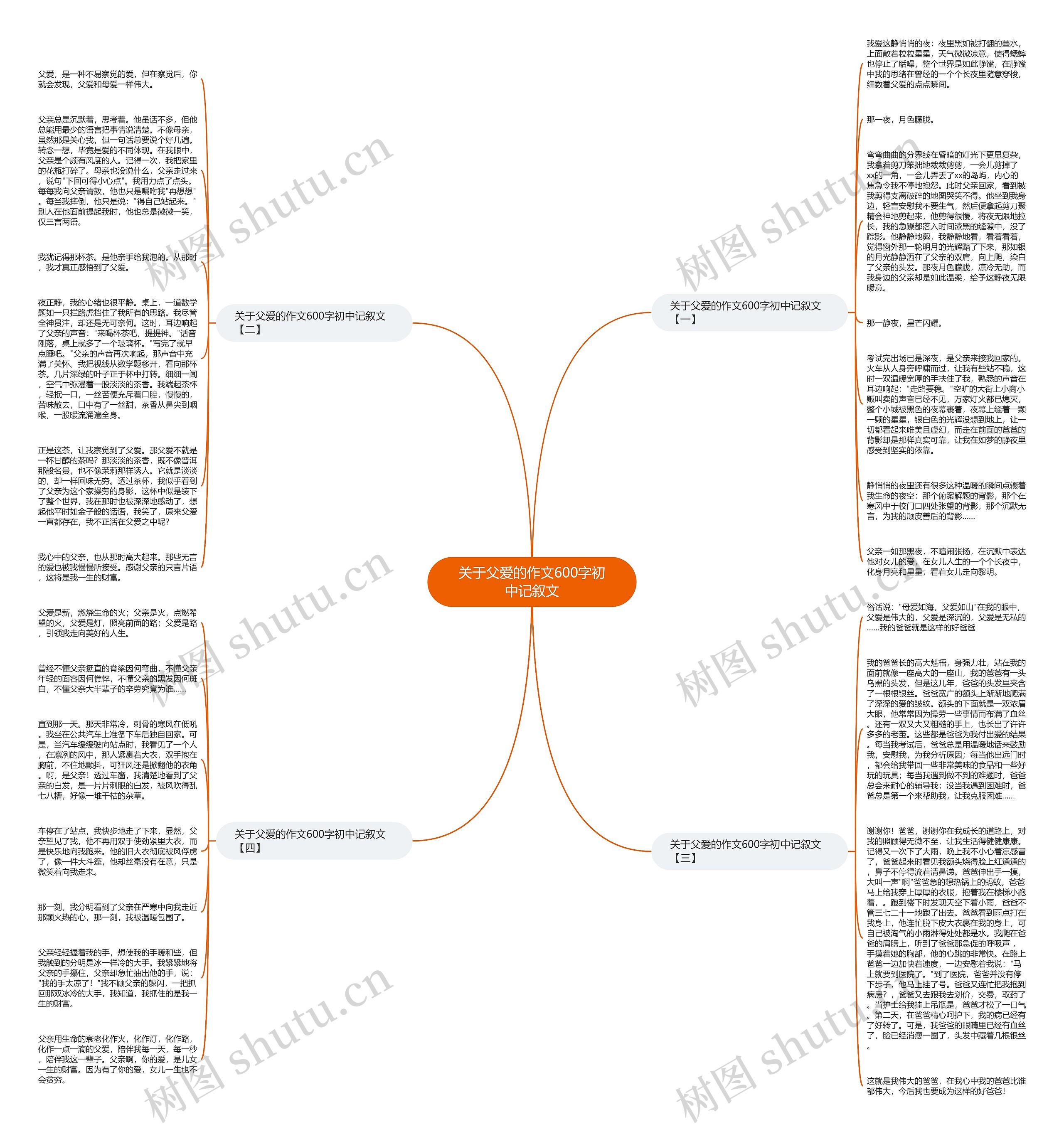 关于父爱的作文600字初中记叙文思维导图