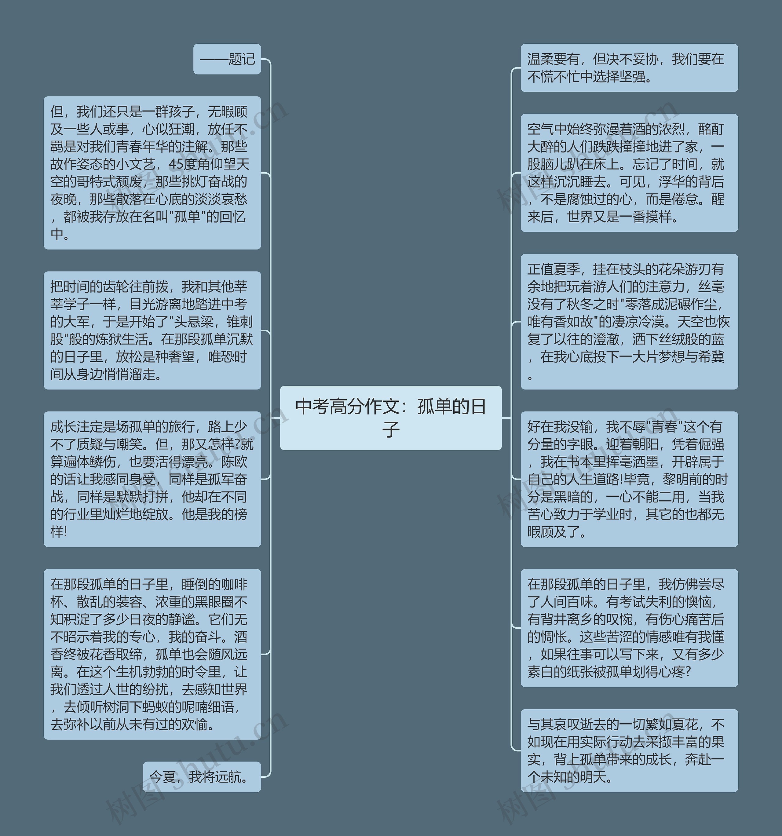 中考高分作文：孤单的日子思维导图