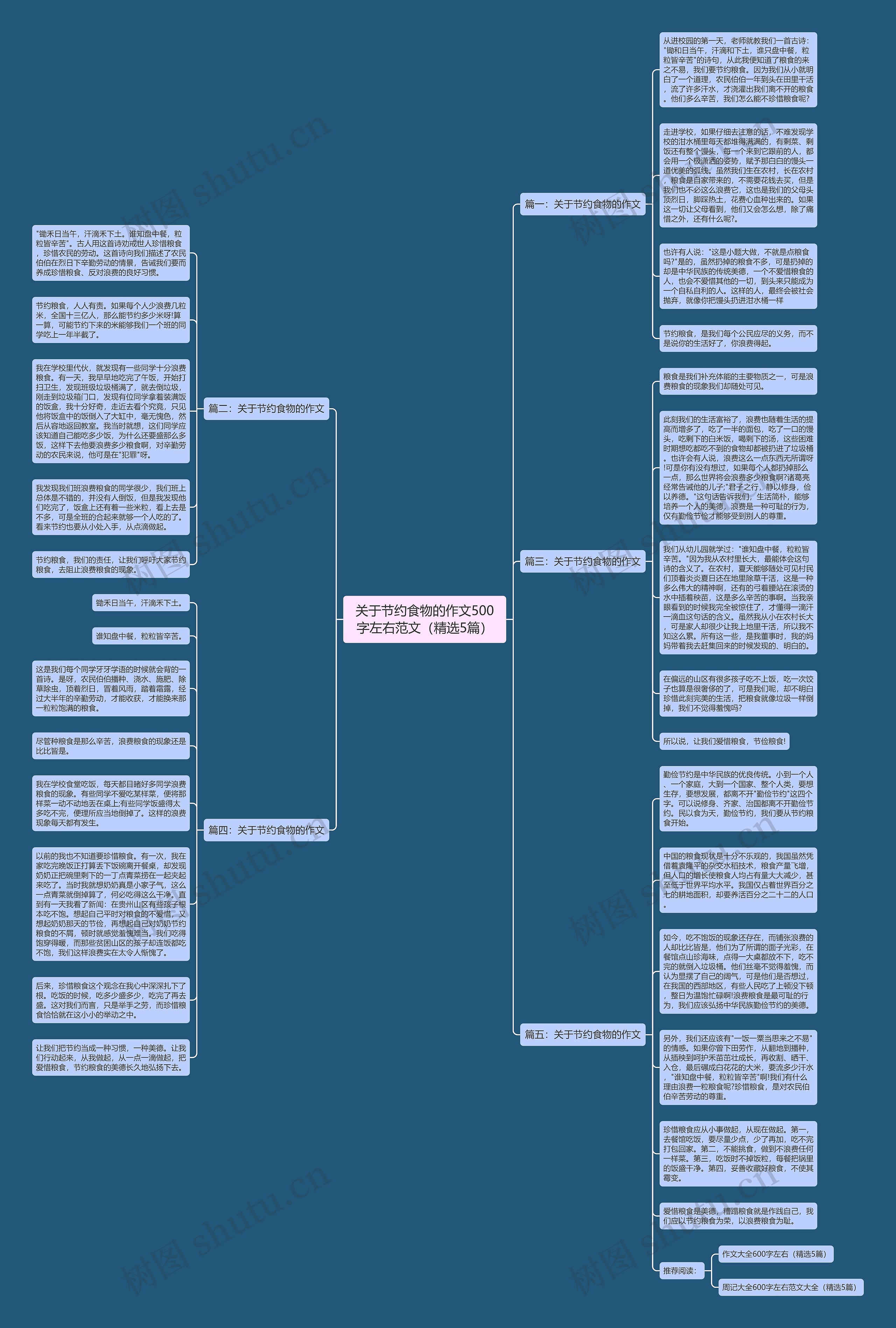 关于节约食物的作文500字左右范文（精选5篇）思维导图