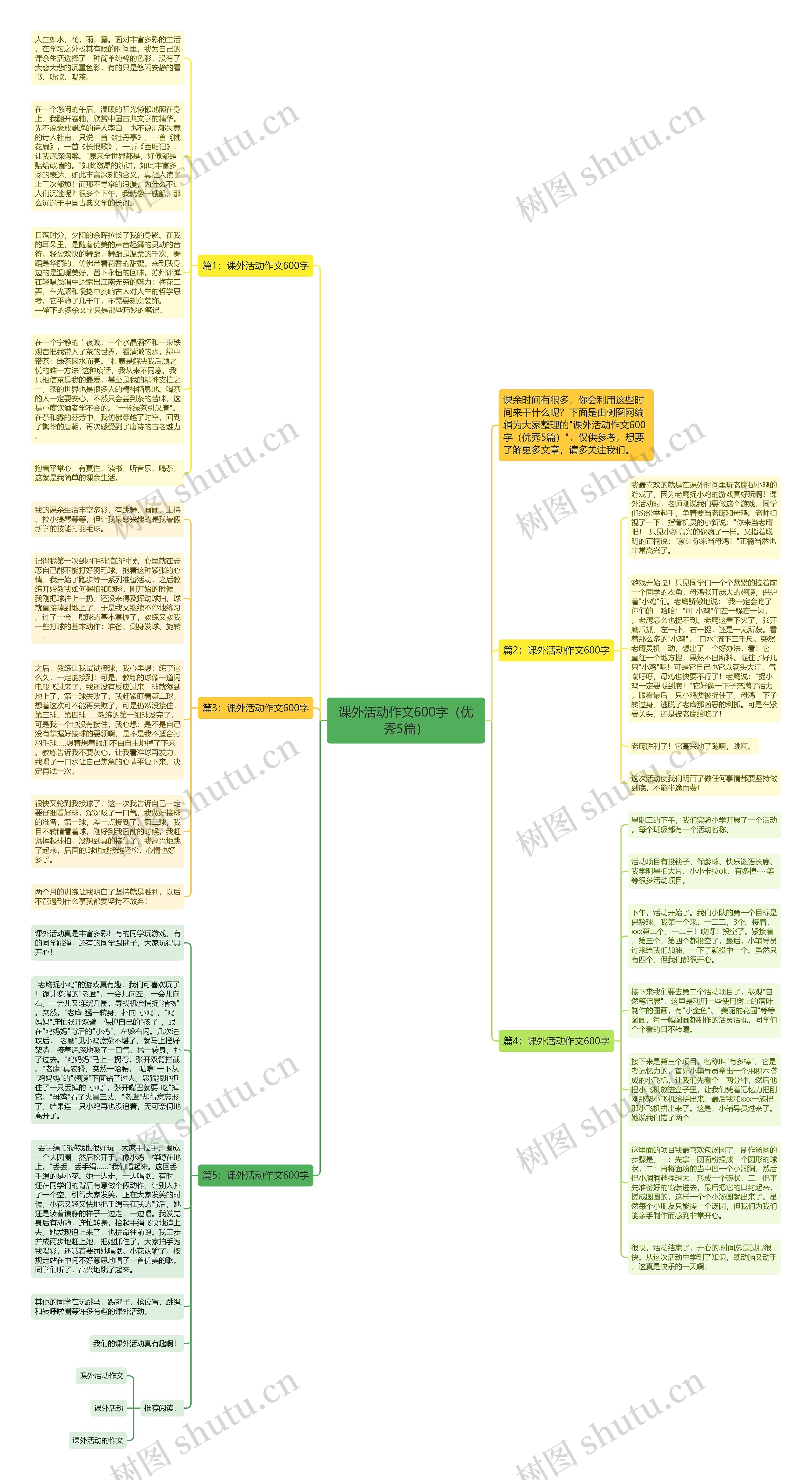 课外活动作文600字（优秀5篇）思维导图