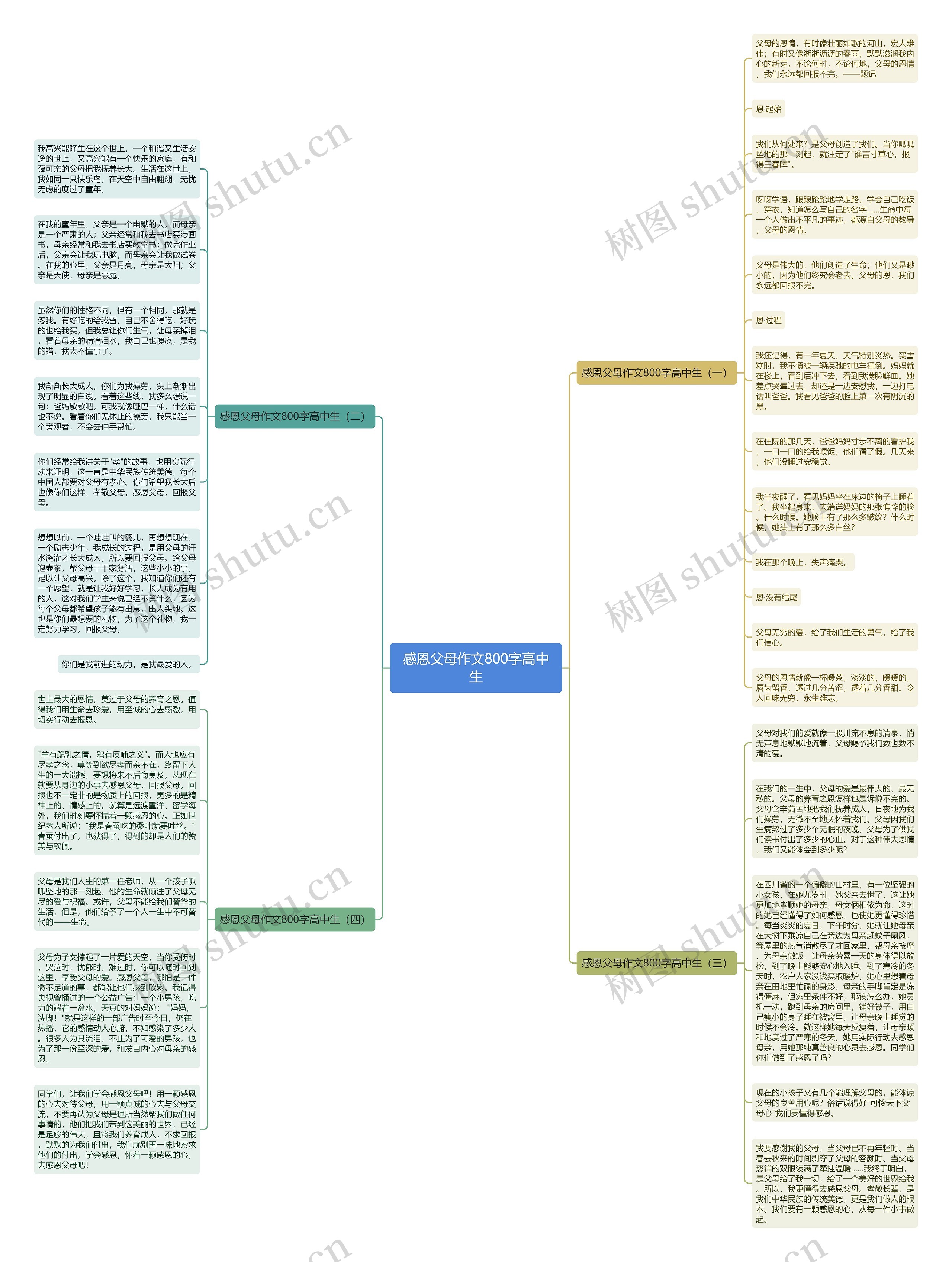 感恩父母作文800字高中生思维导图