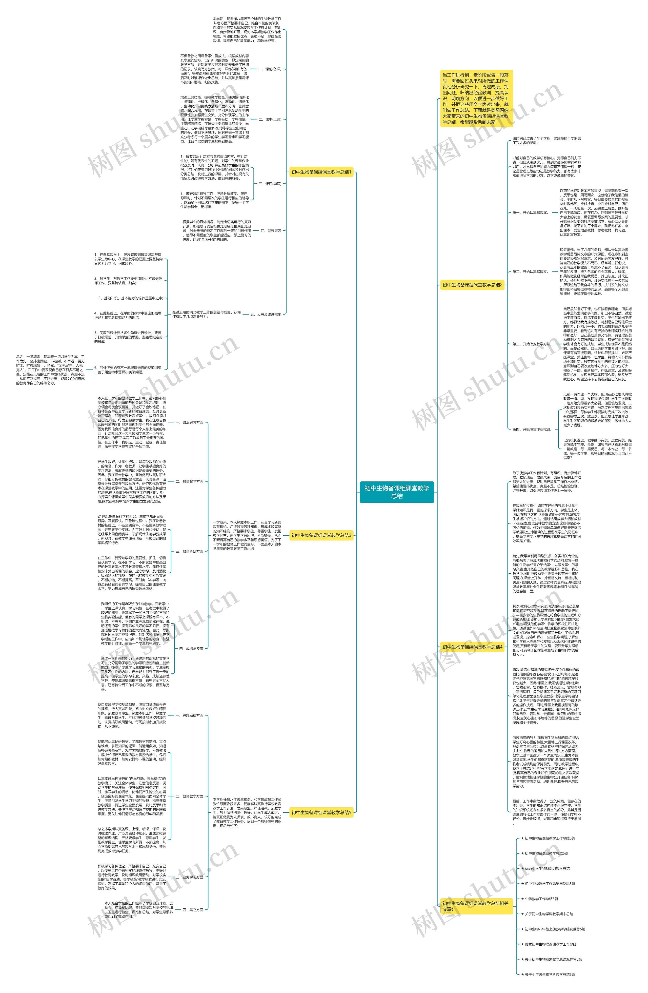 初中生物备课组课堂教学总结思维导图
