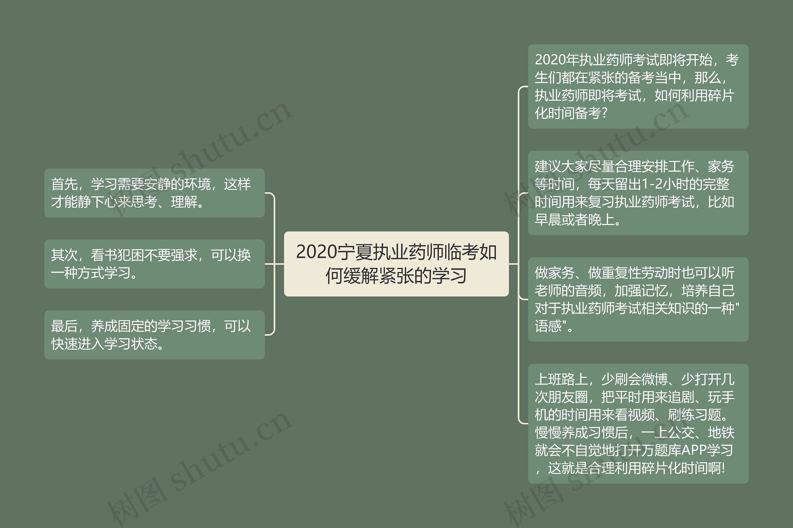 2020宁夏执业药师临考如何缓解紧张的学习思维导图