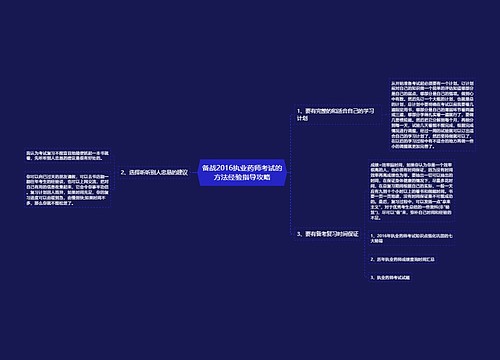 备战2016执业药师考试的方法经验指导攻略