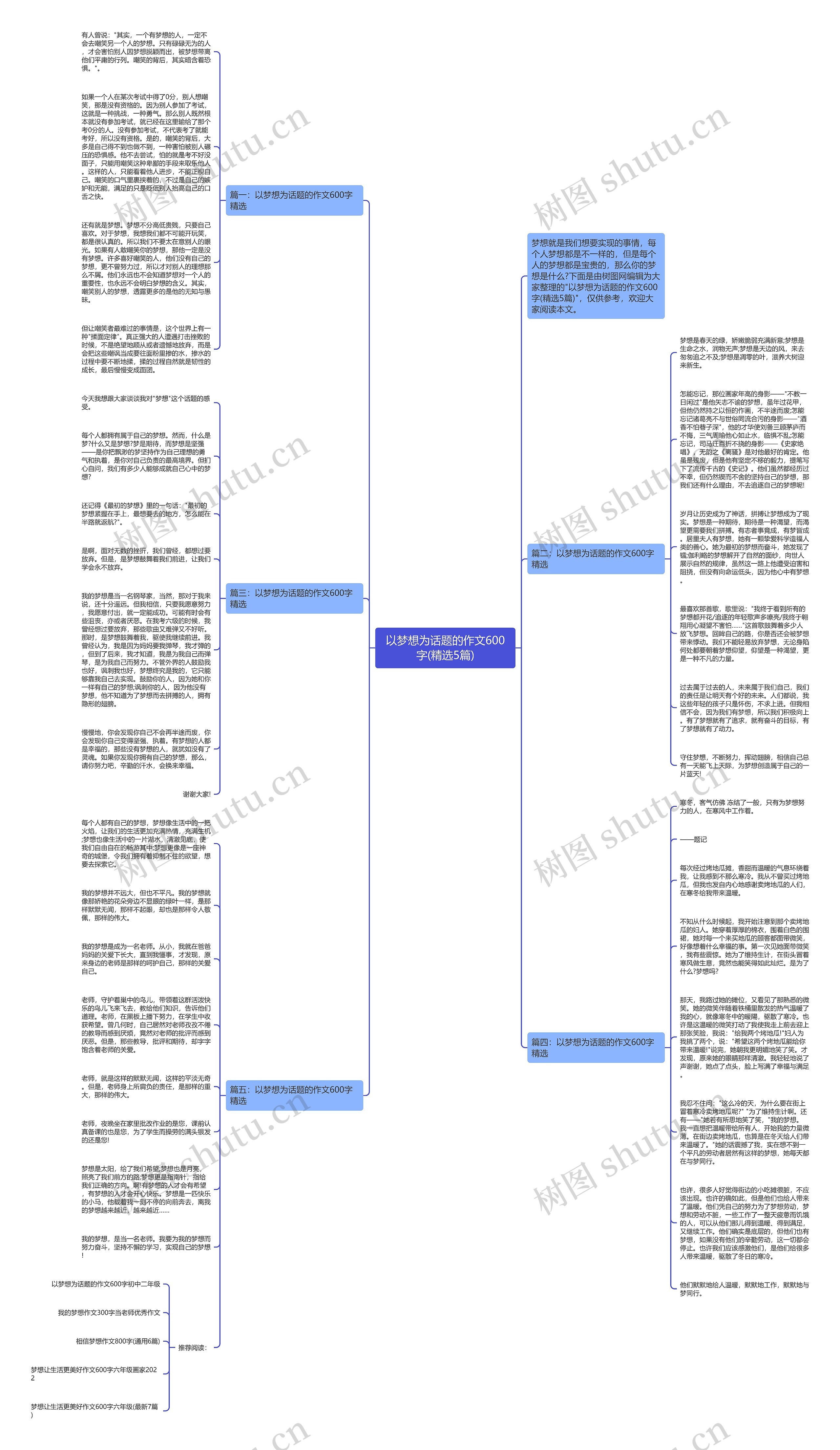 以梦想为话题的作文600字(精选5篇)思维导图