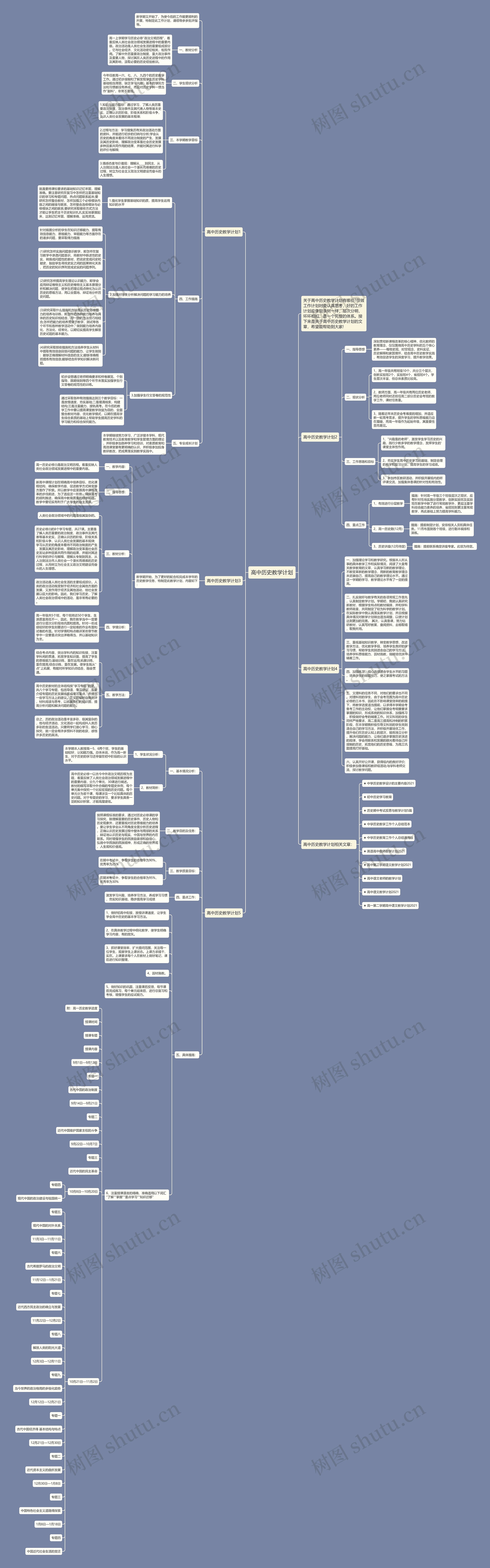 高中历史教学计划思维导图