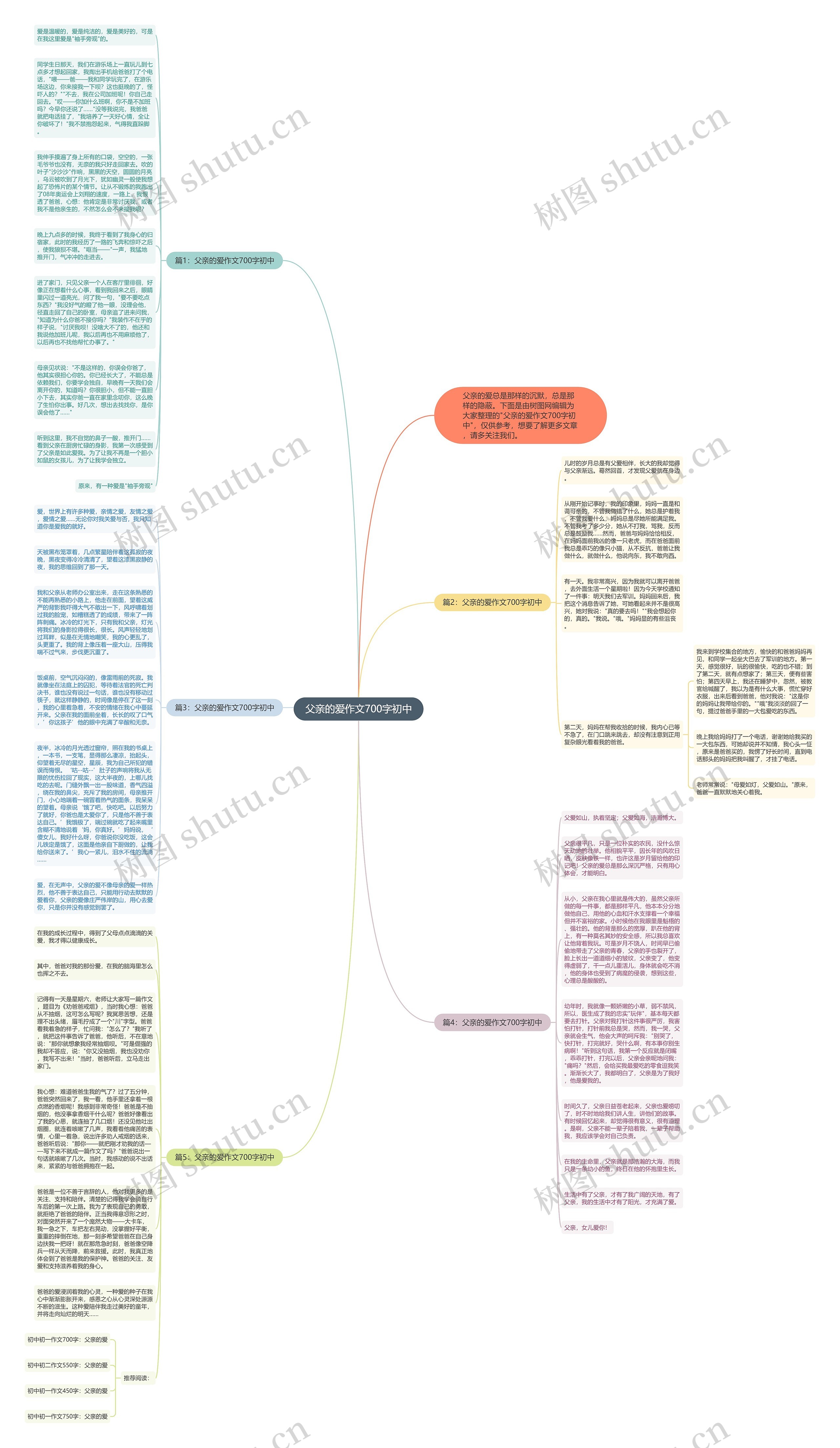 父亲的爱作文700字初中思维导图